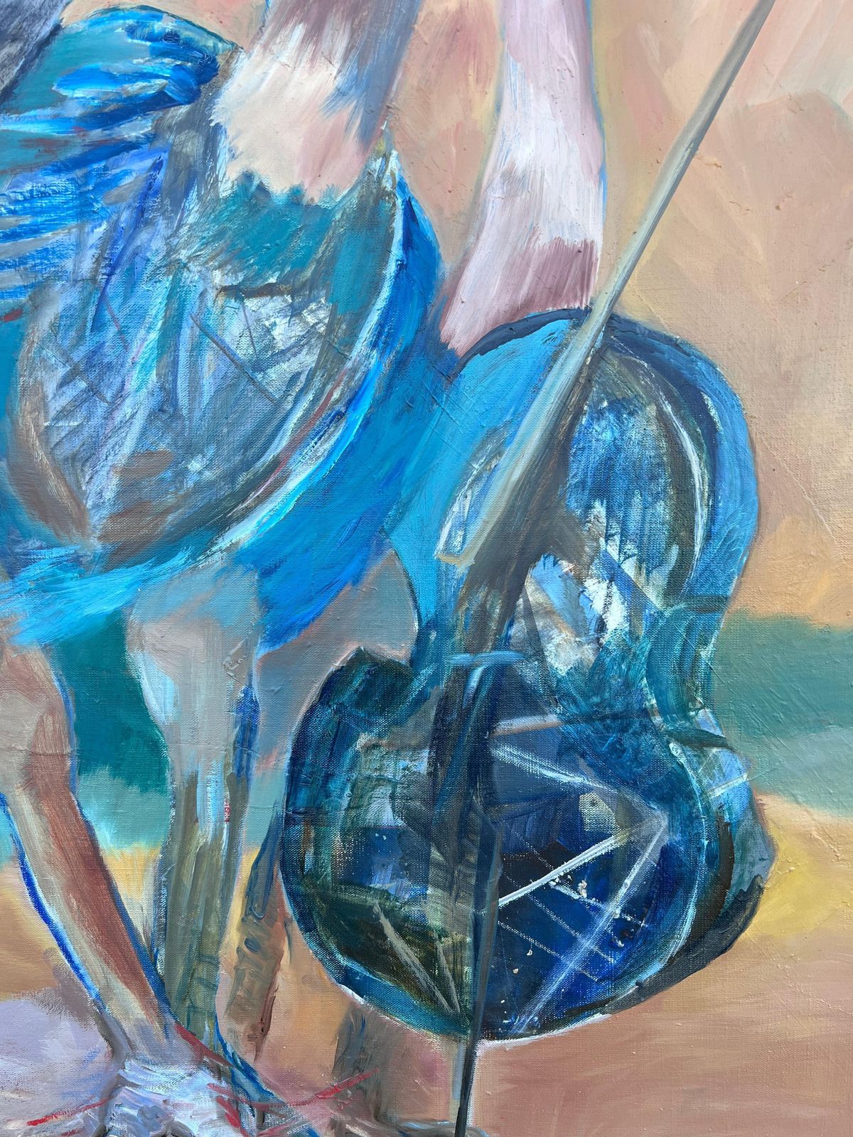 Jacqueline Verdet (1931 2023) Huge French Contemporary Modernist Abstract Oil Painting Exotic Blue Green Birds photo buy