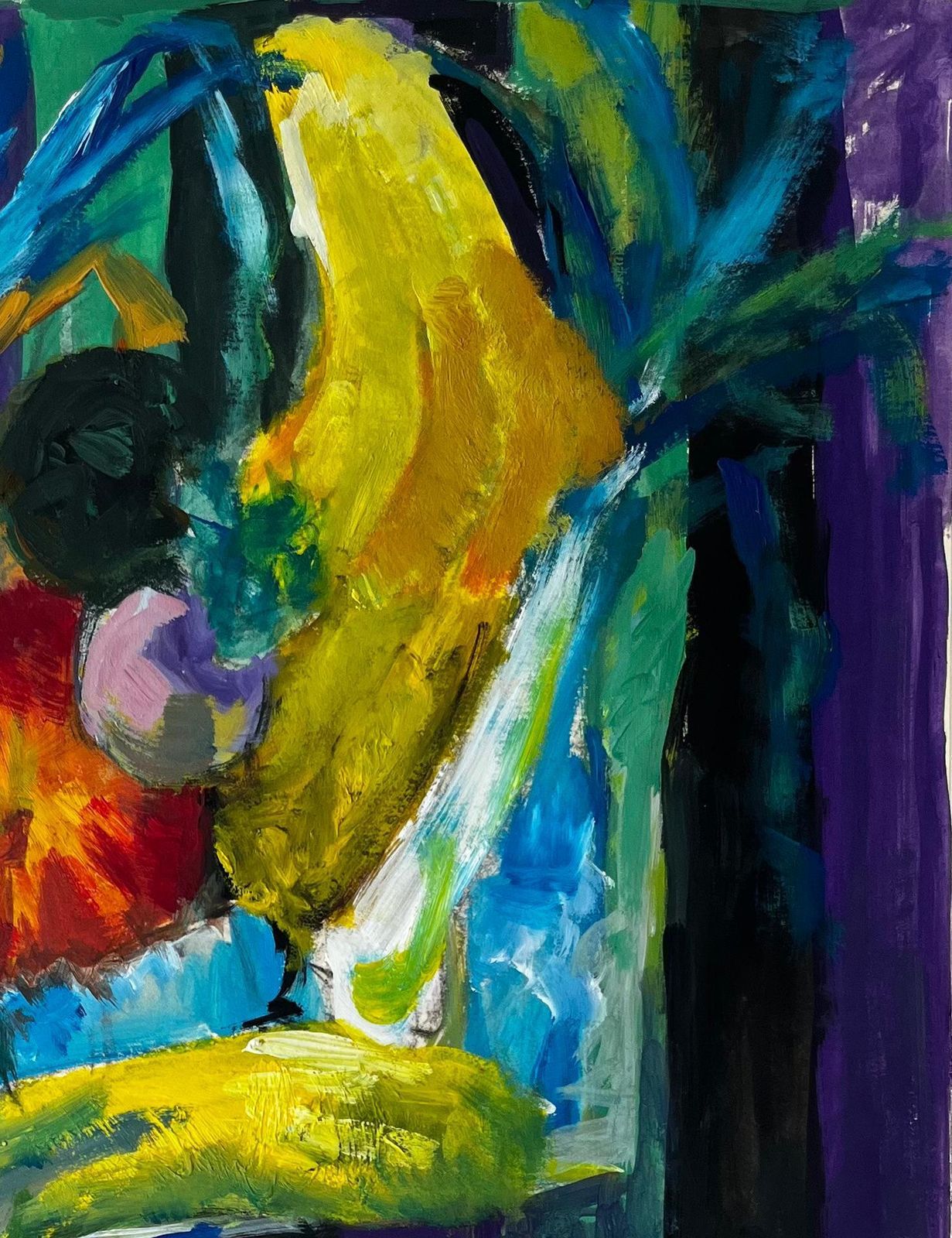 Guy Nicod Still Life With Bananas Leeks And Pumpkin French Modernist Gouache photo Art