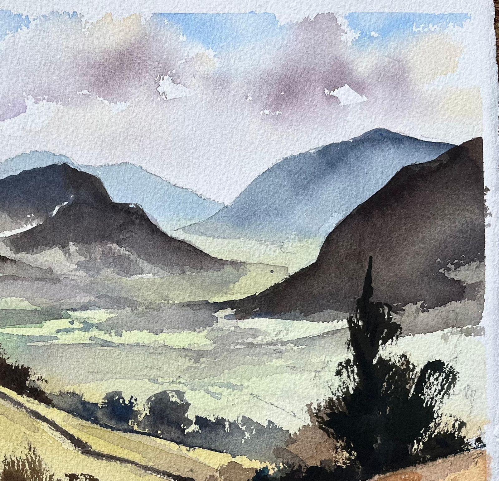 Anthony Avery British Impressionist Watercolor Of Borrowdale Valley In The Lake District photo 490.0