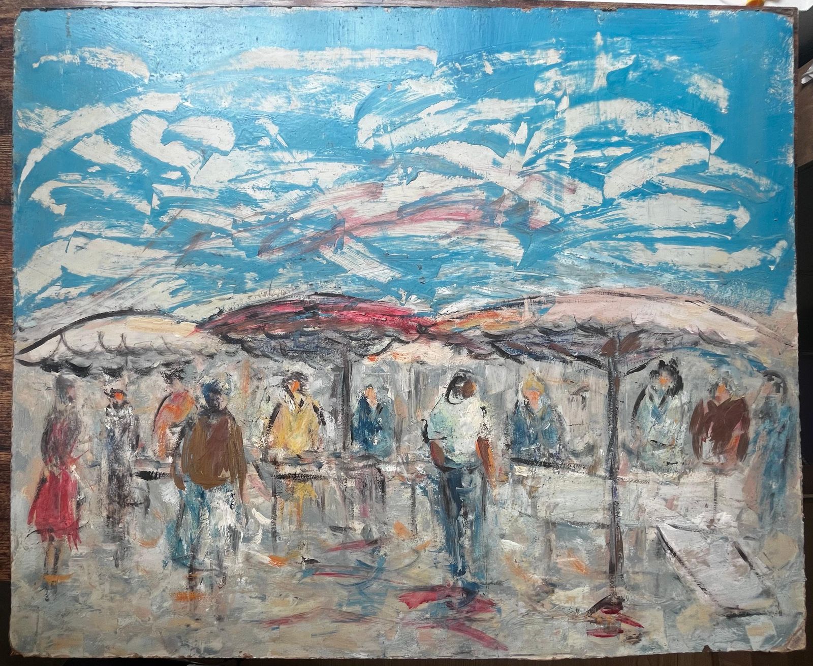 Fanch Lel French Outdoor Market Scene With Figures And Parasols By Fanch Lel  3 photo furniture