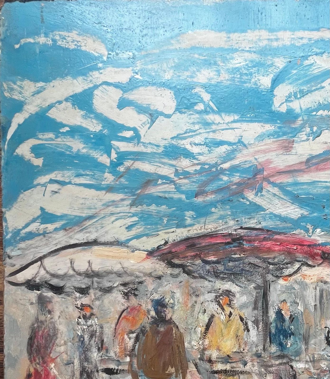 Fanch Lel French Outdoor Market Scene With Figures And Parasols By Fanch Lel  3 photo vinterior