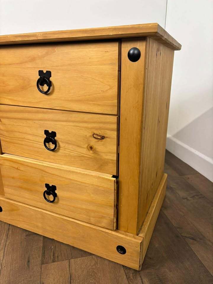 photo for sale Mexican Pine Three Drawer Bedside Chest