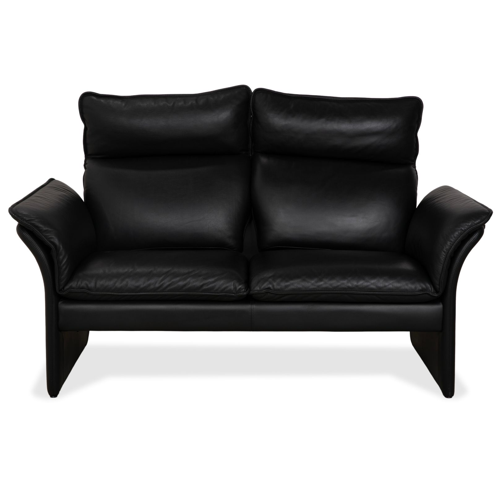 Three Point Scala Leather Two Seater Black Sofa