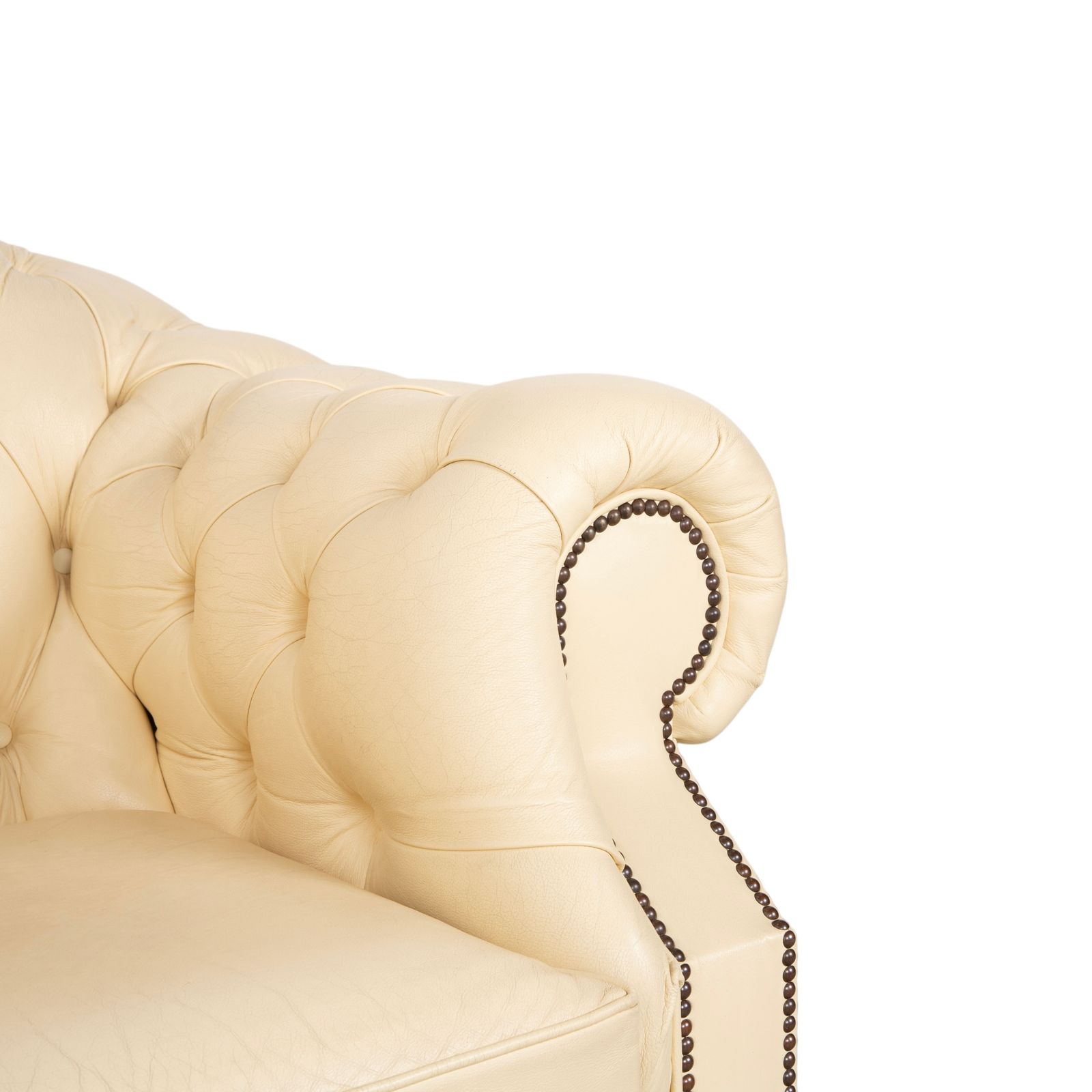 Chesterfield Centurion Leather Armchair Cream Vintage photo for sale