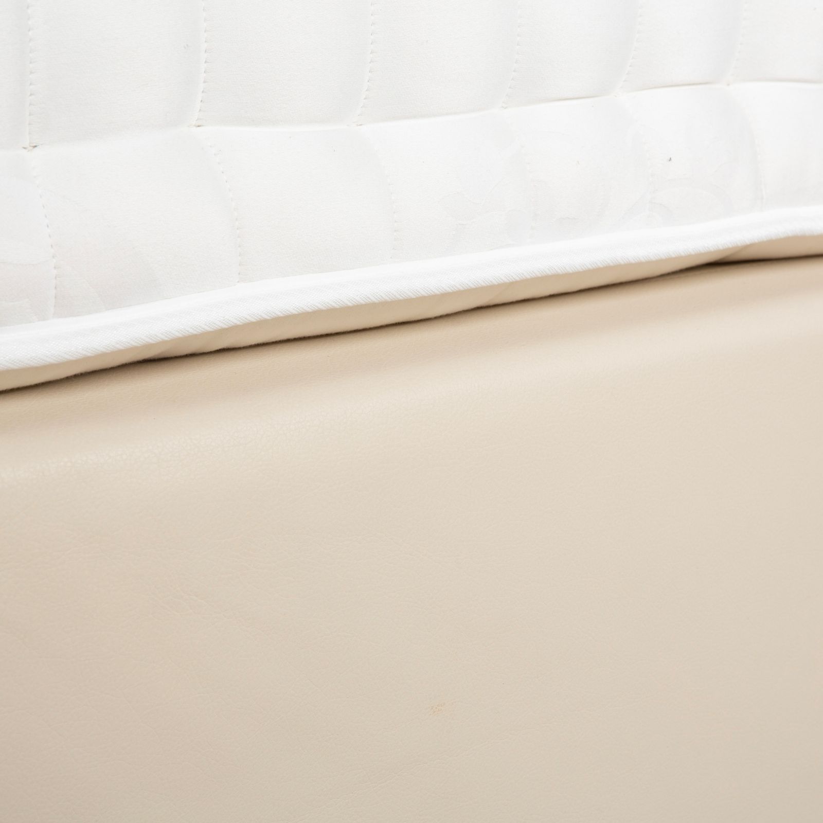 Boxspringliebe Stockholm Bed Faux Leather Cream Beige photo for sale