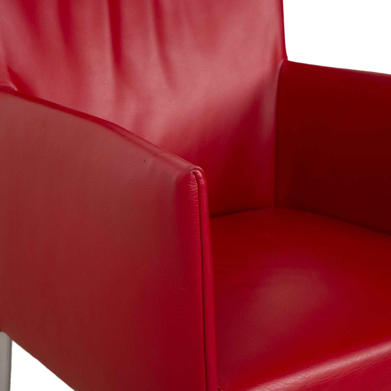 Chaise de salle à manger Bert Plantagie Arc E en cuir rouge photo vinterior