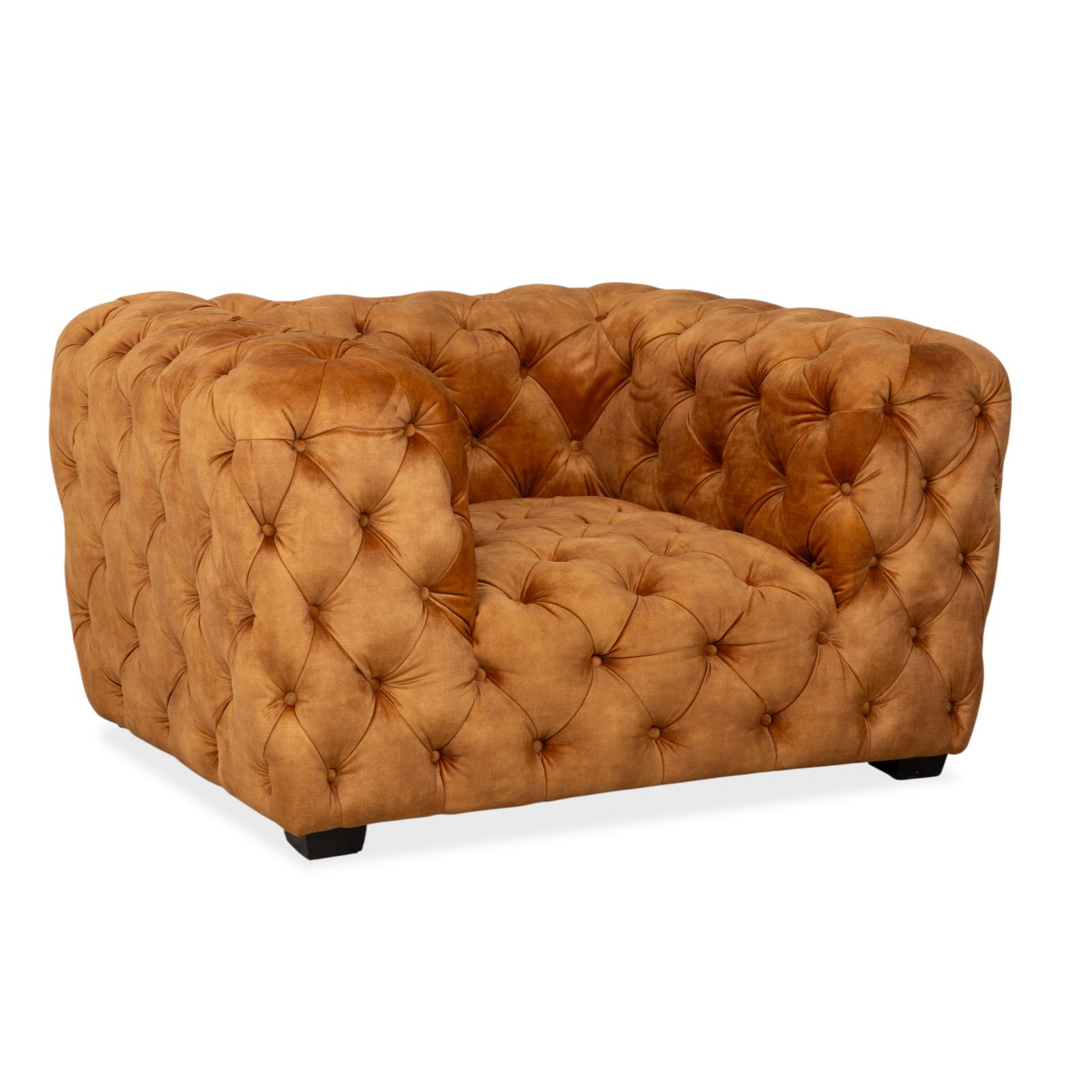 Chesterfield Fabric Armchair, Gold, Yellow, Ochre, Kare Design