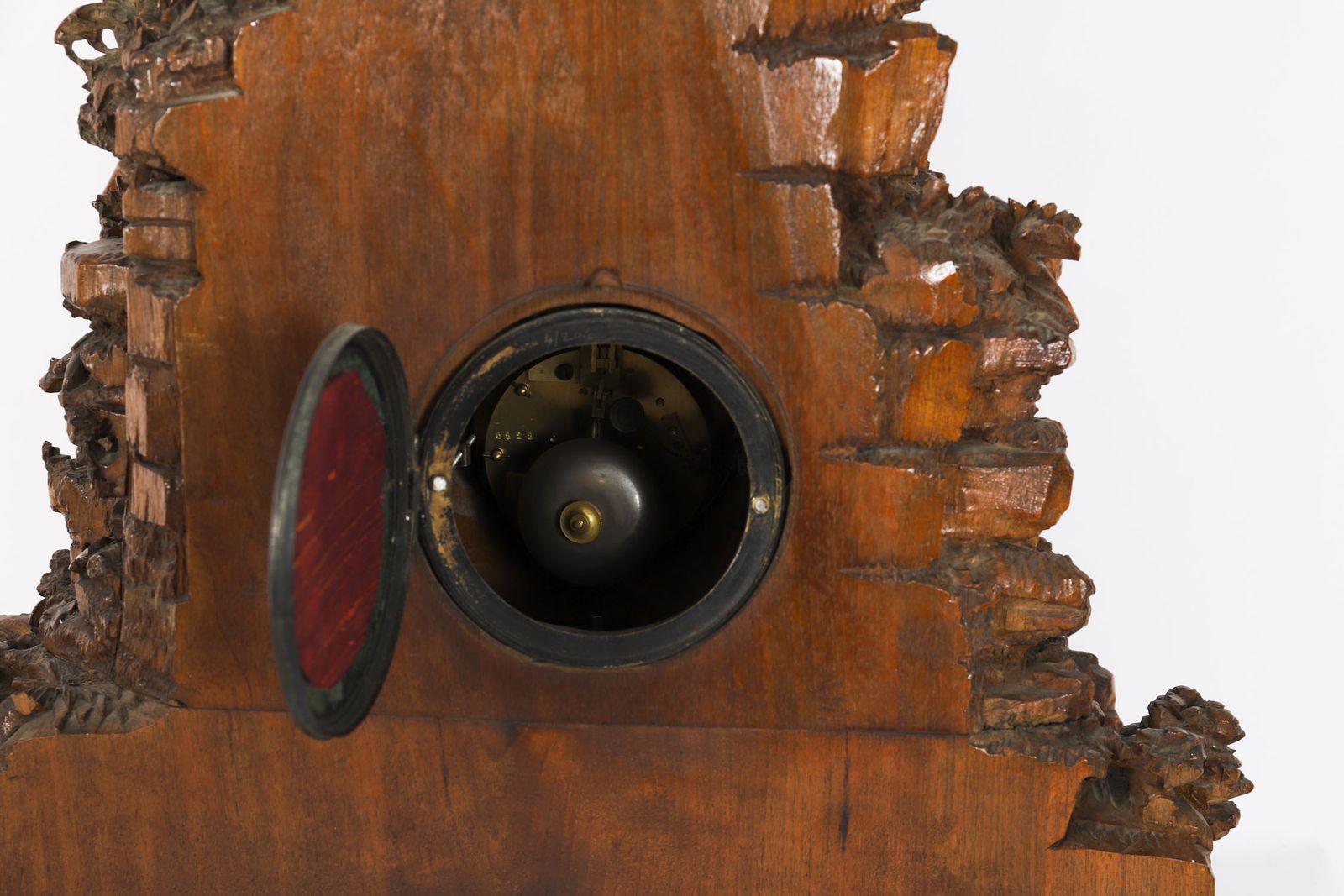 4250.0 Antique Swiss 'Black Forest' Carved Linden Wood Clock By Bergen & Co 19th C photo