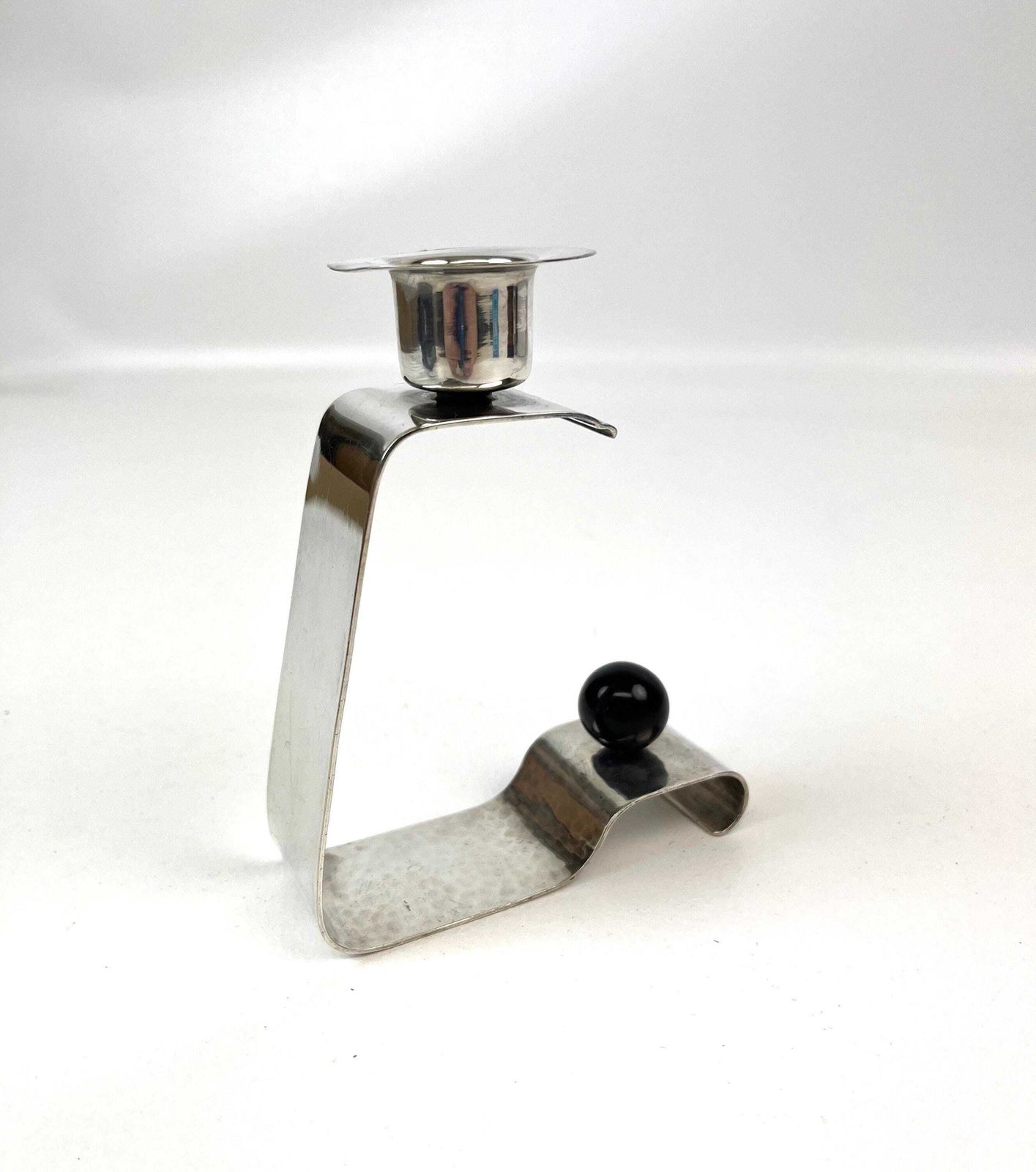 Rare Avant Garde Bauhaus Silver Plated Candlestick Art Deco Candle Holder By Hoka Germany 1930 photo vinterior