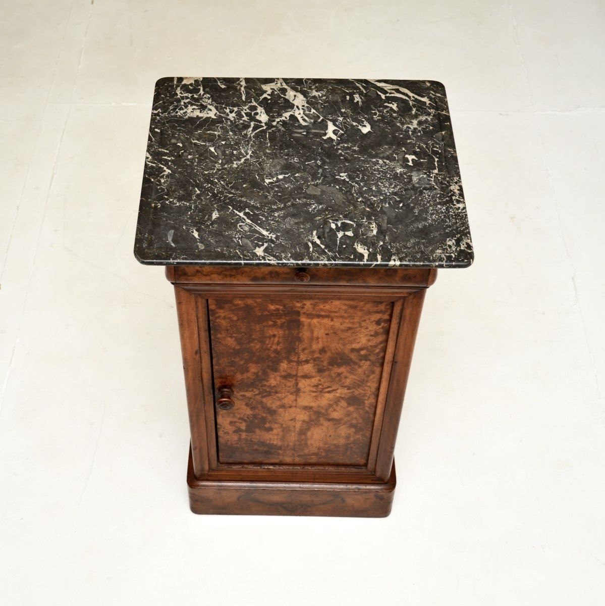 Antique French Walnut Marble Top Bedside Cabinet photo for sale