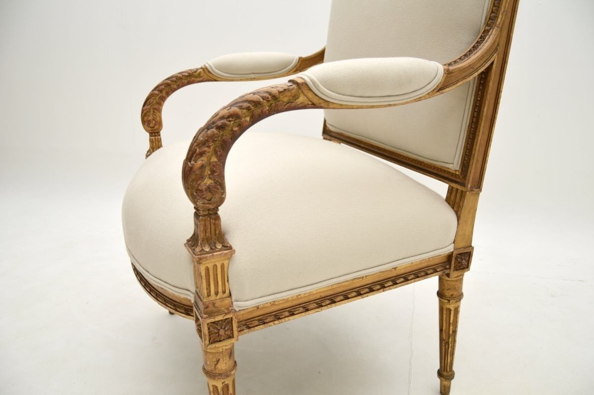 Antique French Carved Gilt Wood Armchair photo vintage