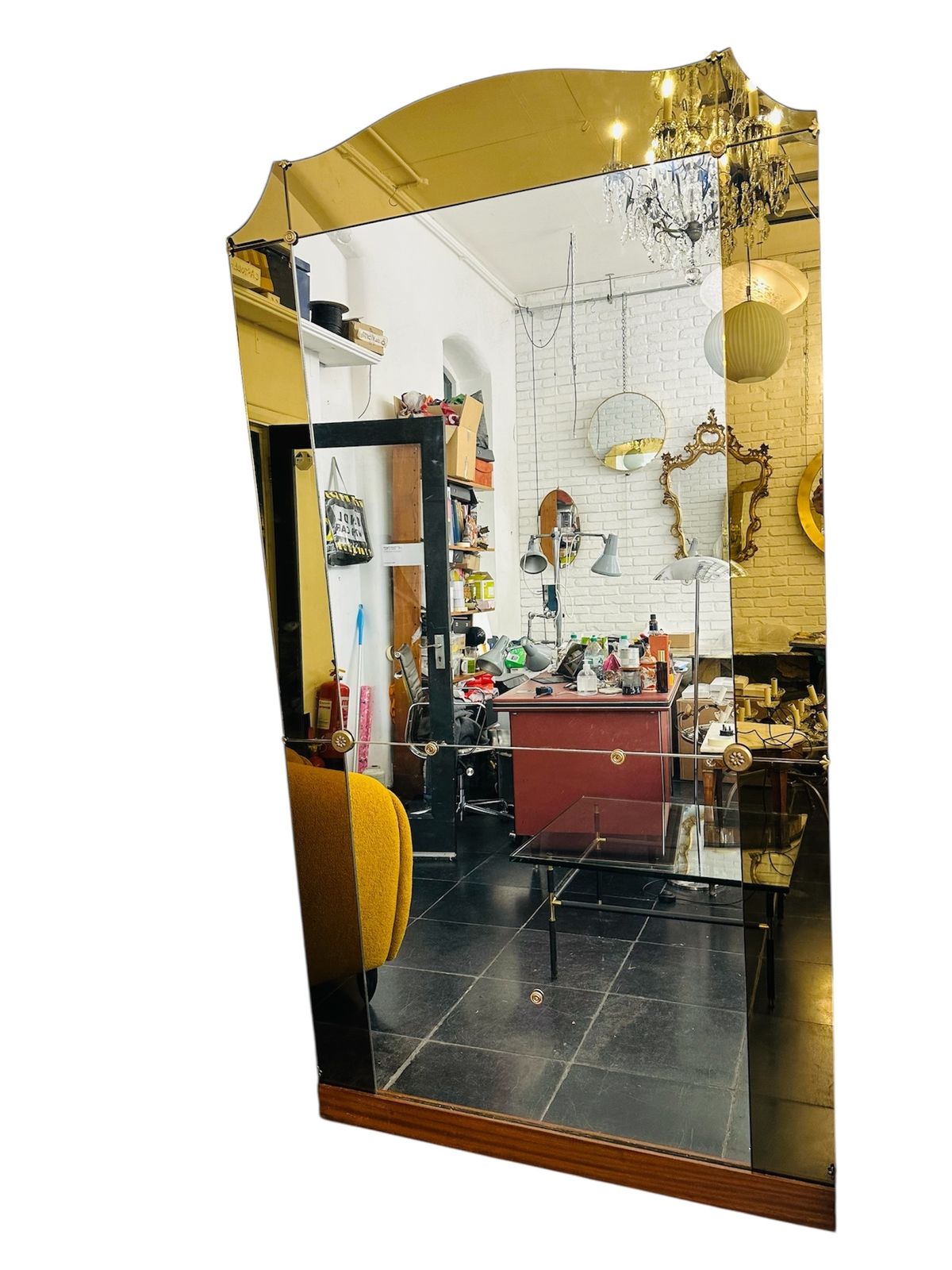 Italian 1940’s Lead Crystal Mirror By Fontana Arte For Pierluigi Colli photo for sale