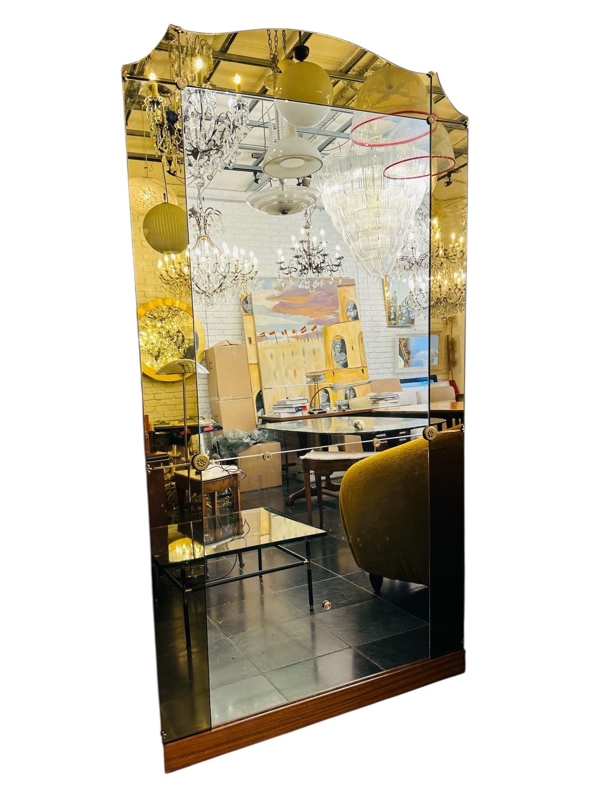 Italian 1940’s Lead Crystal Mirror By Fontana Arte For Pierluigi Colli photo vinterior