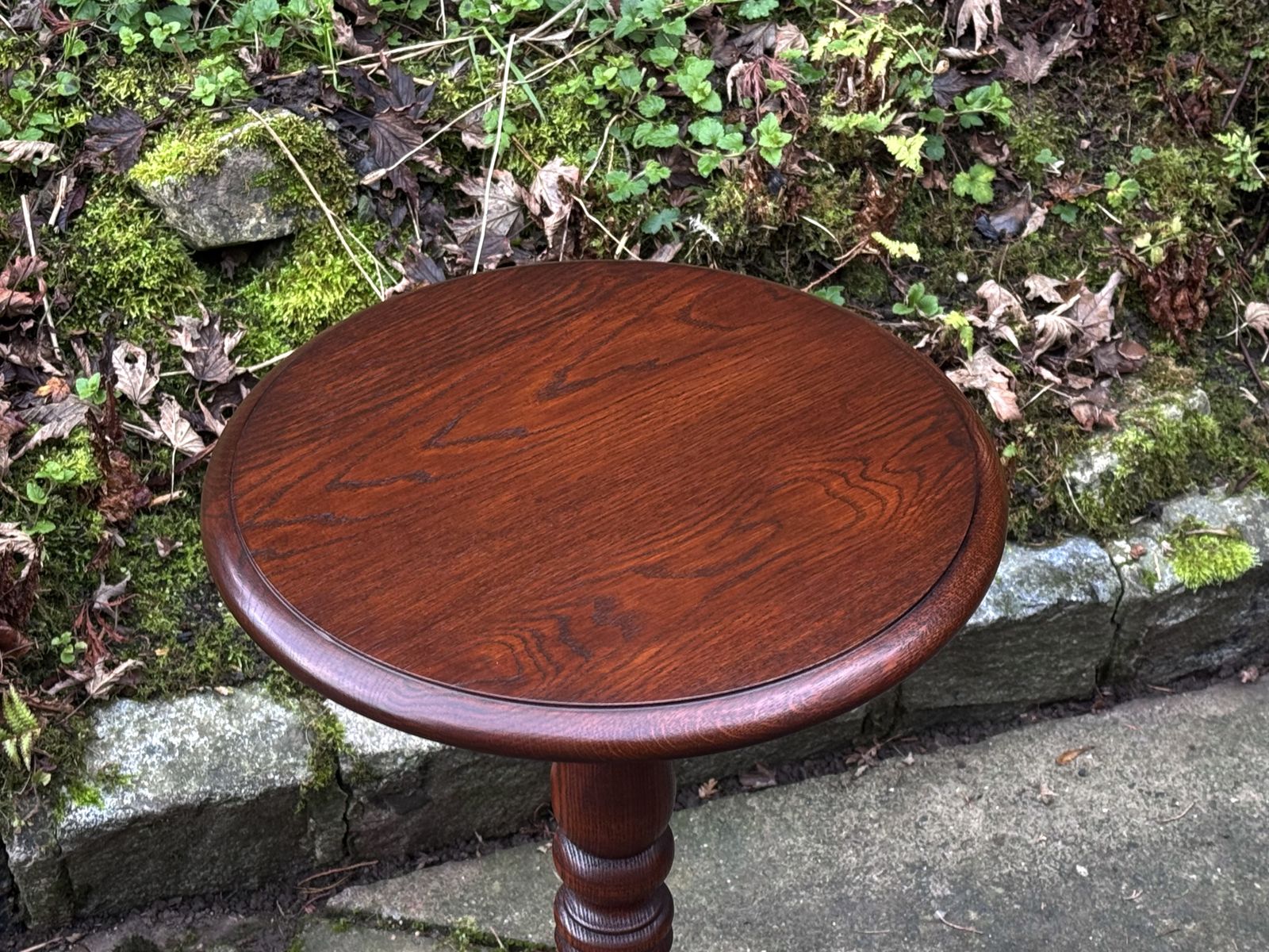 photo for sale A Wood Brothers Old Charm Tudor Brown Solid Oak Occasional Lamp / Wine / Coffee Table