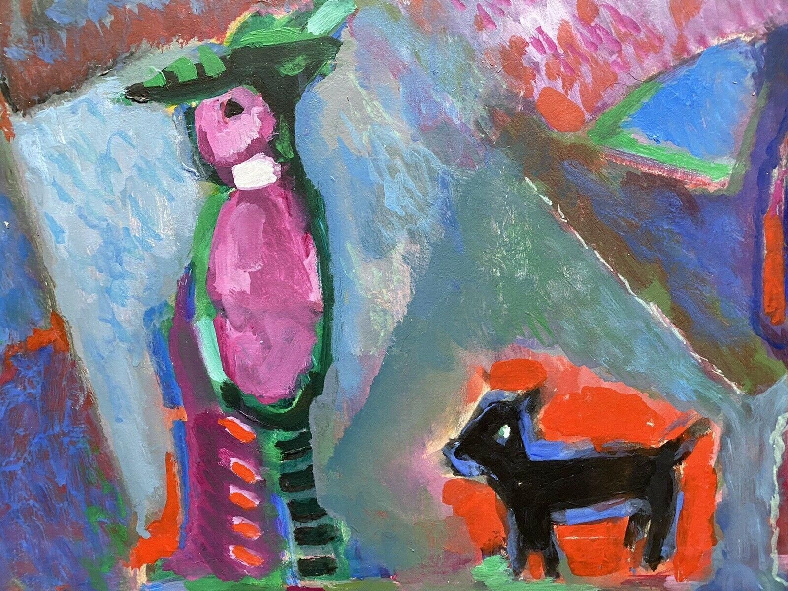 Akos Biro Akos Biro 'Hungarian 1911 2002' French Expressionist Oil, Figure With Dog 2006 photo furniture