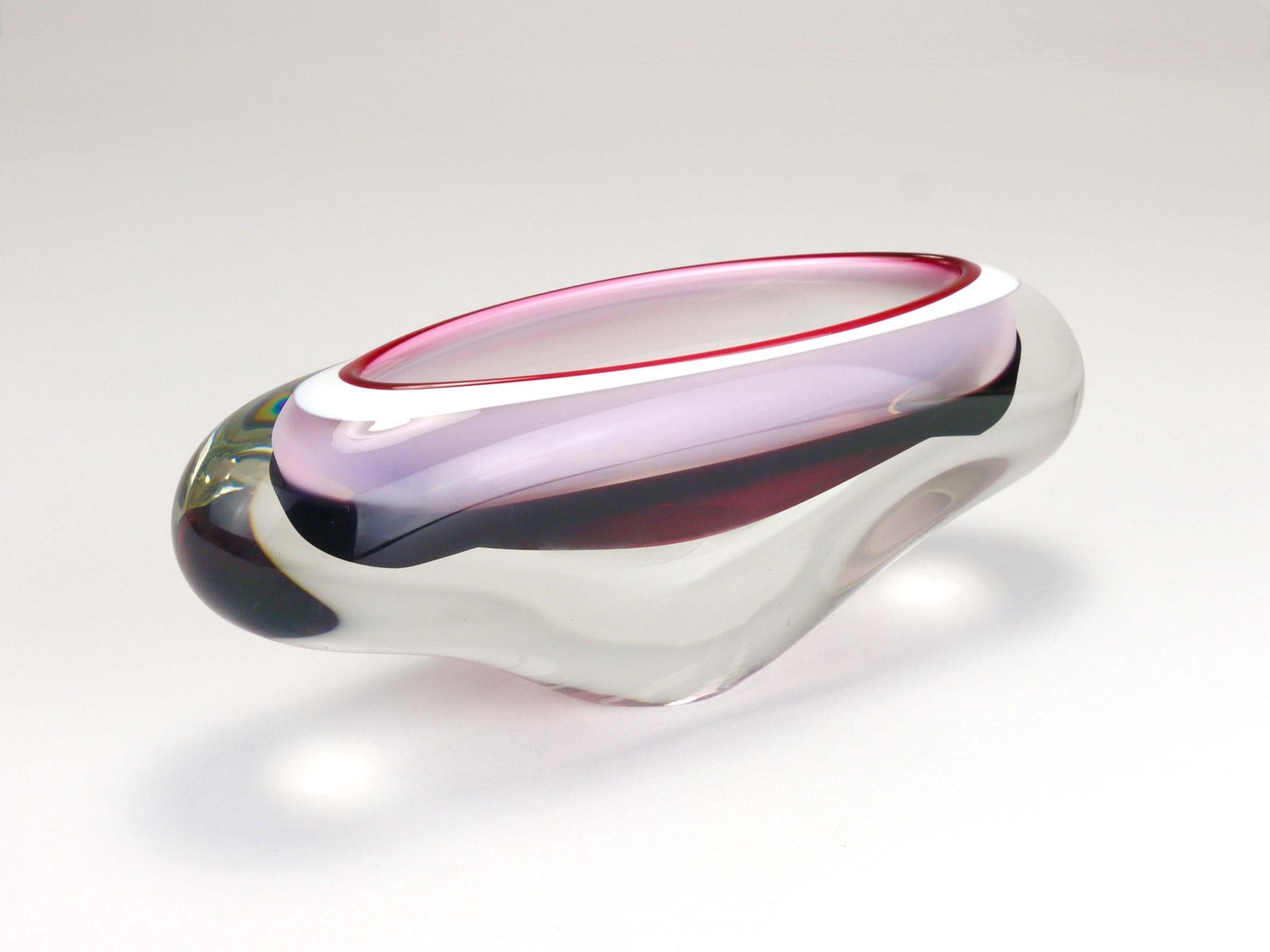 336.0 Josef Hospodka Sommerso Multi Color Studio Art Glass Bowl, Czechoslovakia, 1960s photo