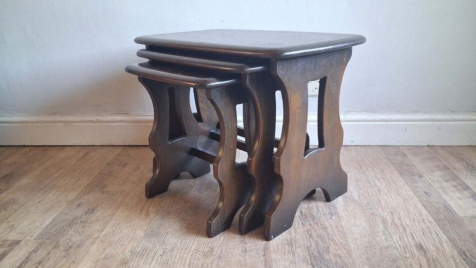 1960's  Ercol Chantry Mid Century Solid Elm Nest Of Tables photo buy