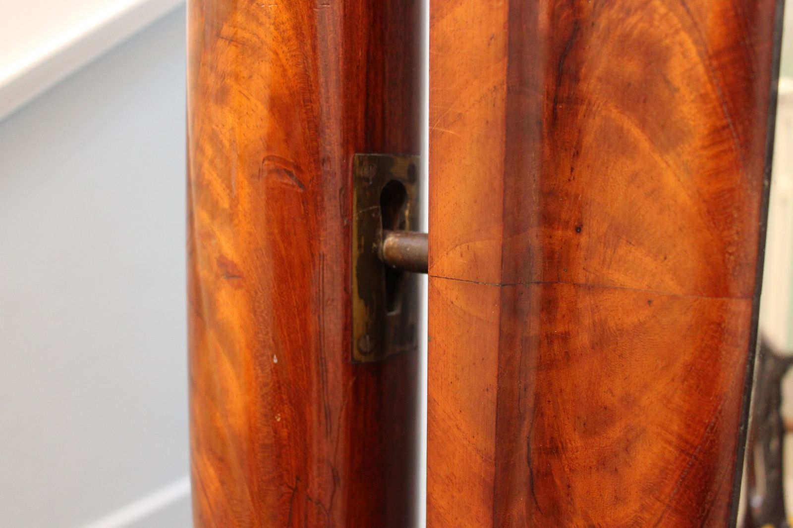 photo furniture Monumental French 19th Century Flame Mahogany Cheval Mirror