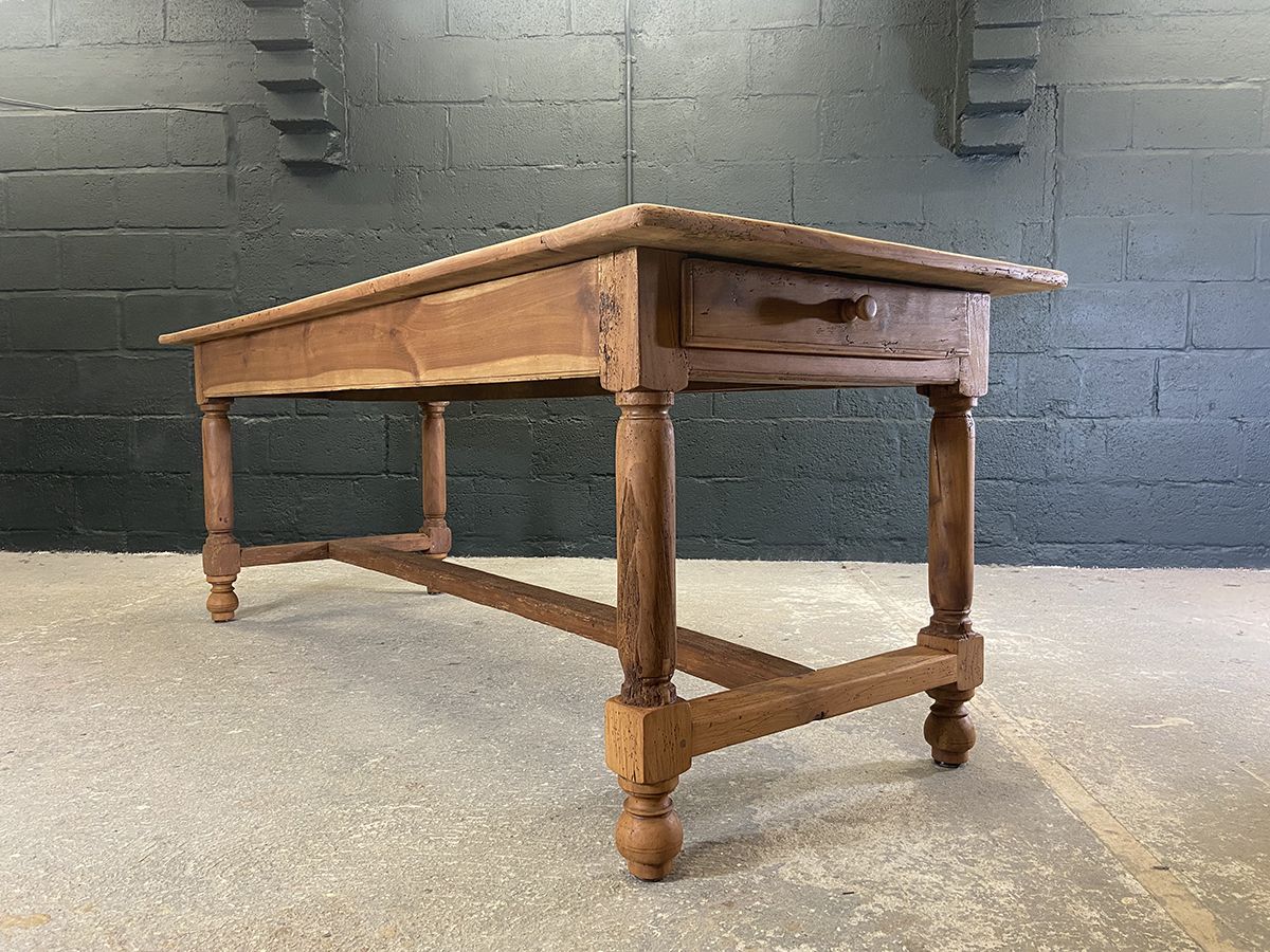 Furniture Large Antique French Cherry Farmhouse Dining Table photo