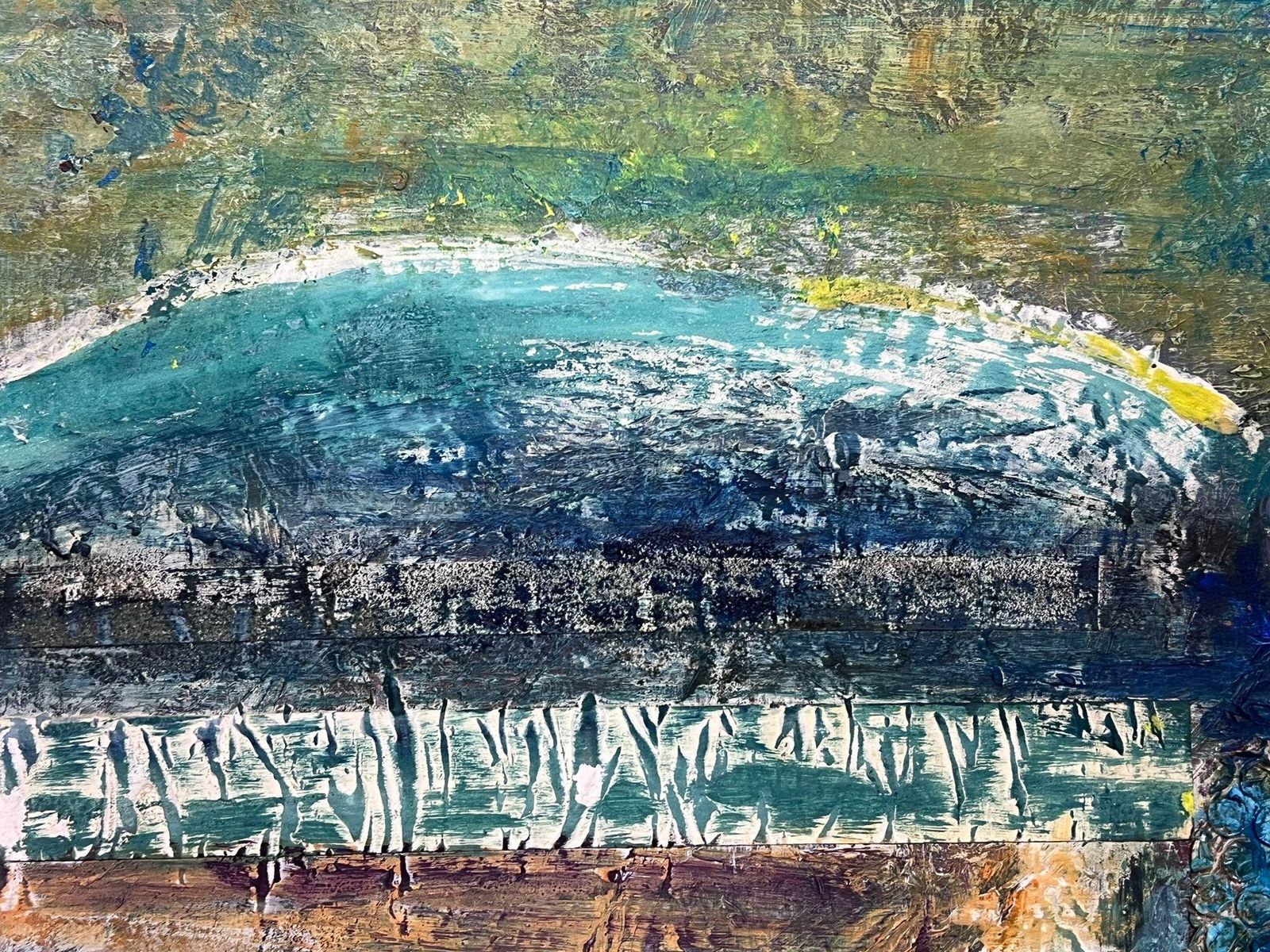 Helen Greenfield Abstract Mixed Media Landscape With Textured Elements And Geometric Forms photo 420.0