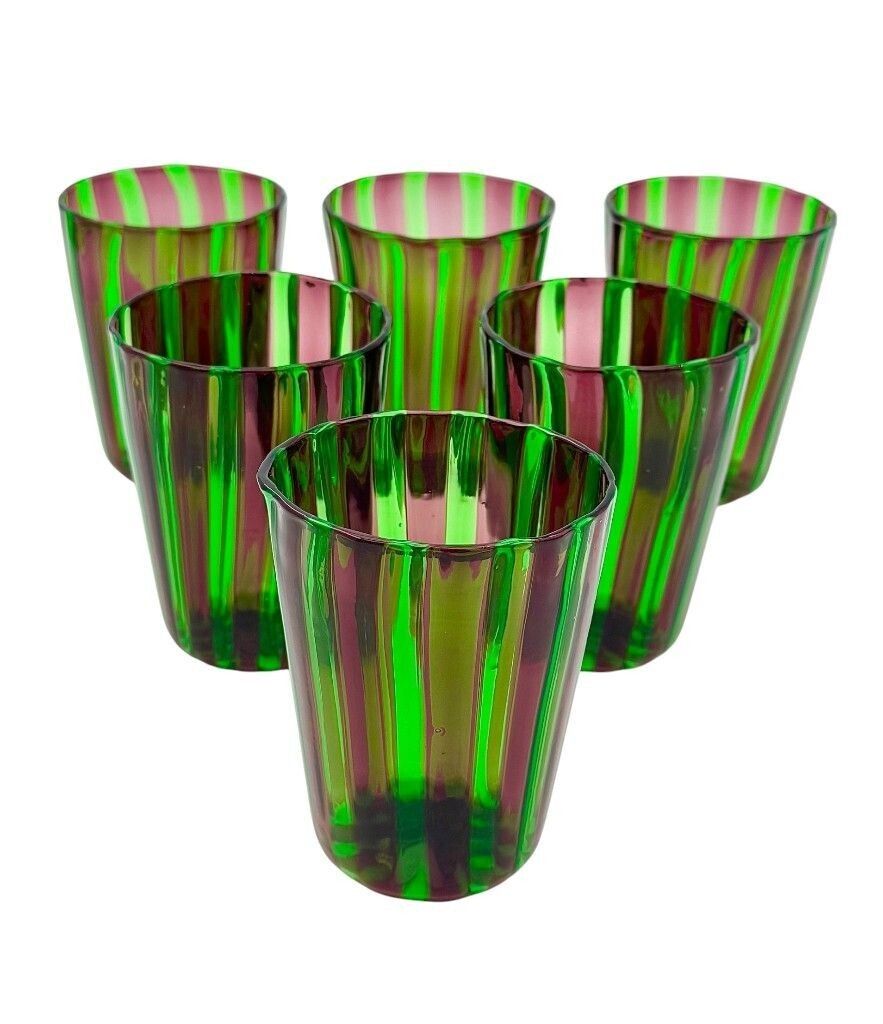 photo for sale A Set Of Six Italian Handblown Murano Glass Tumblers
