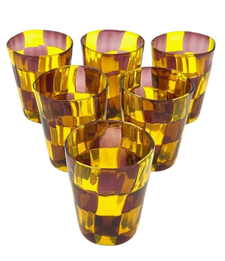 A Set Of Six Italian Handblown Murano Glass Tumblers