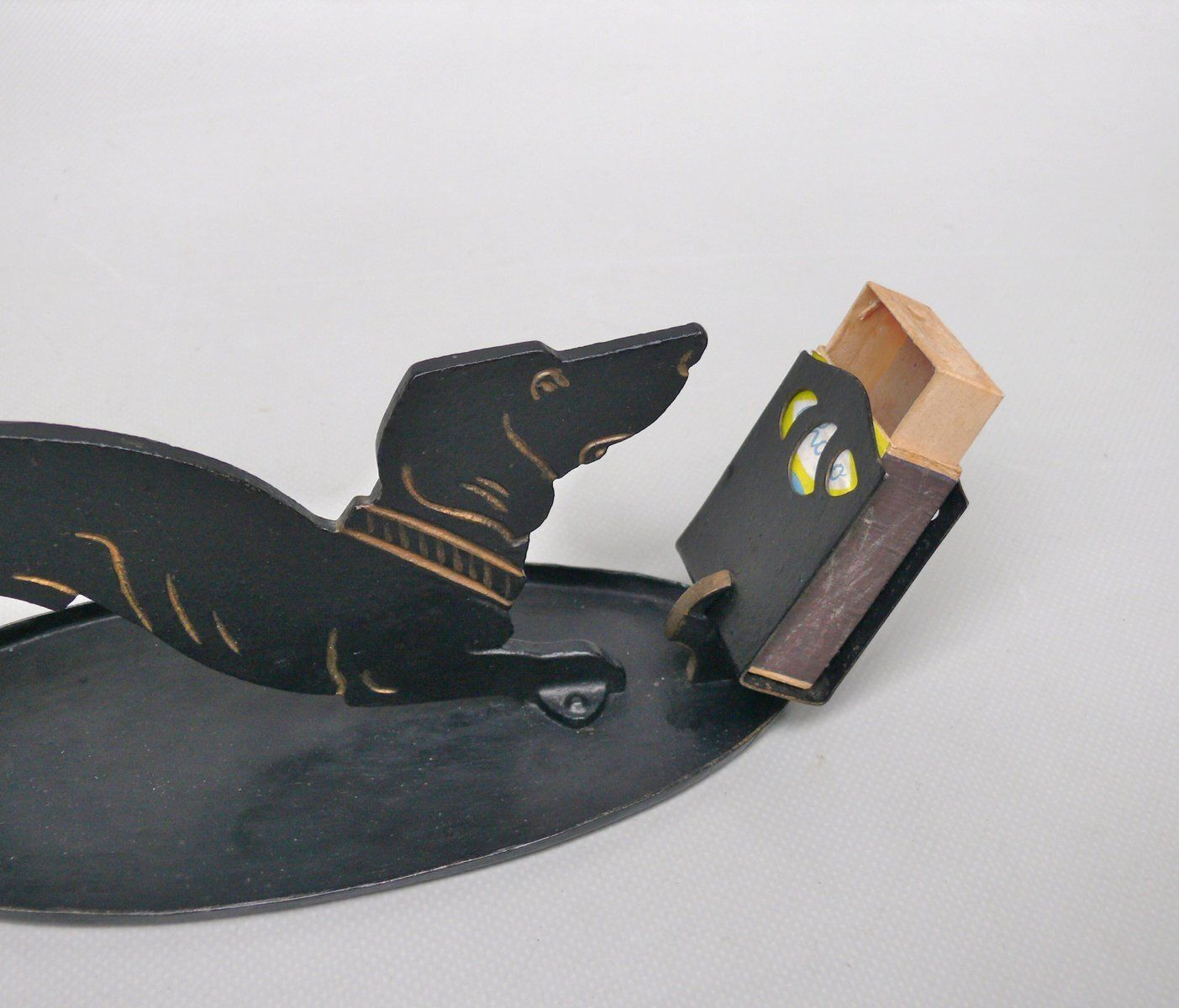 Arts And Crafts Art Nouveau Iron, Brass, Black And Gold Cigar Cutter, 1890s photo buy