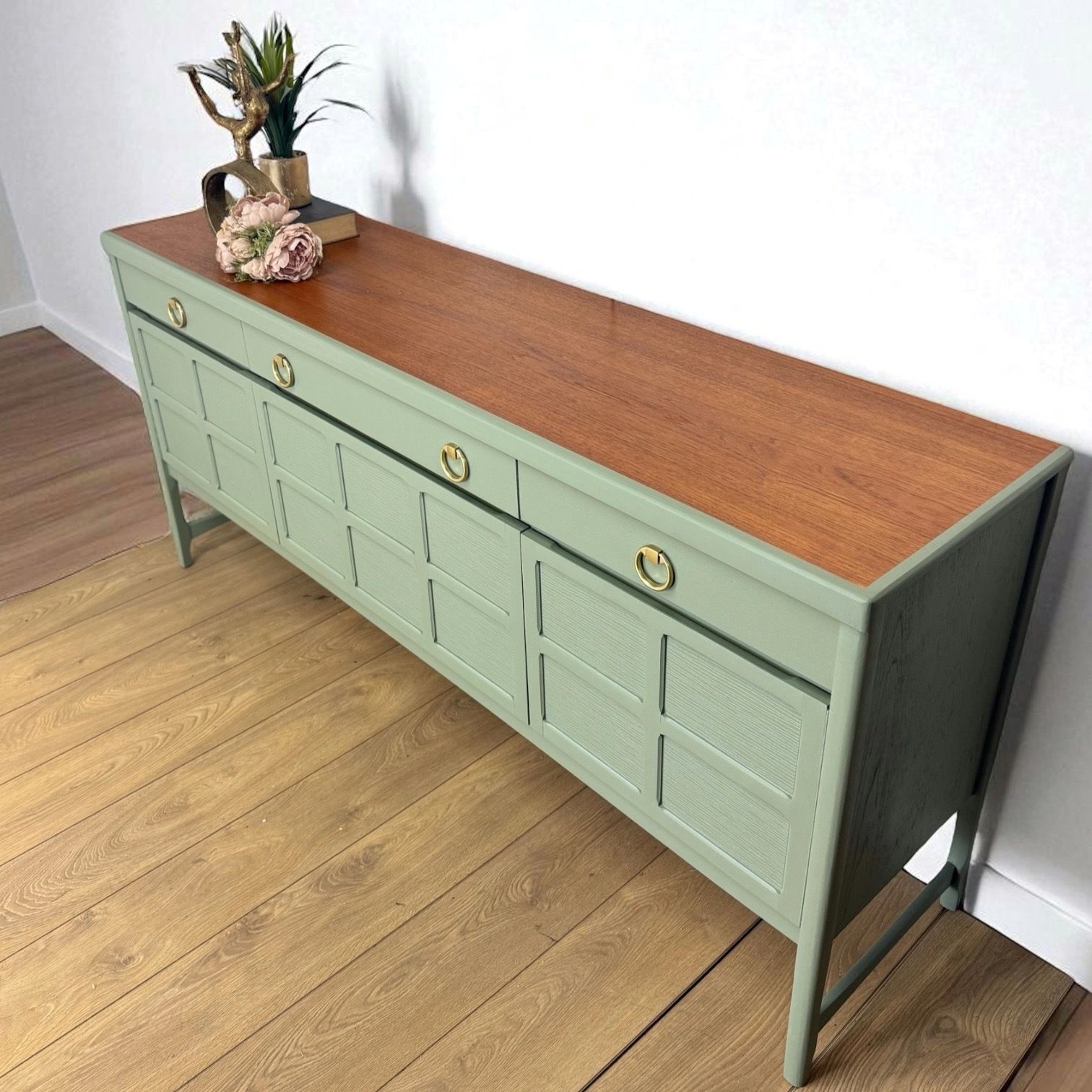 Made To Order Mid Century Modern Sage Green Nathan Sideboard, Drinks, Cocktail, Eucalyptus photo 1455.0