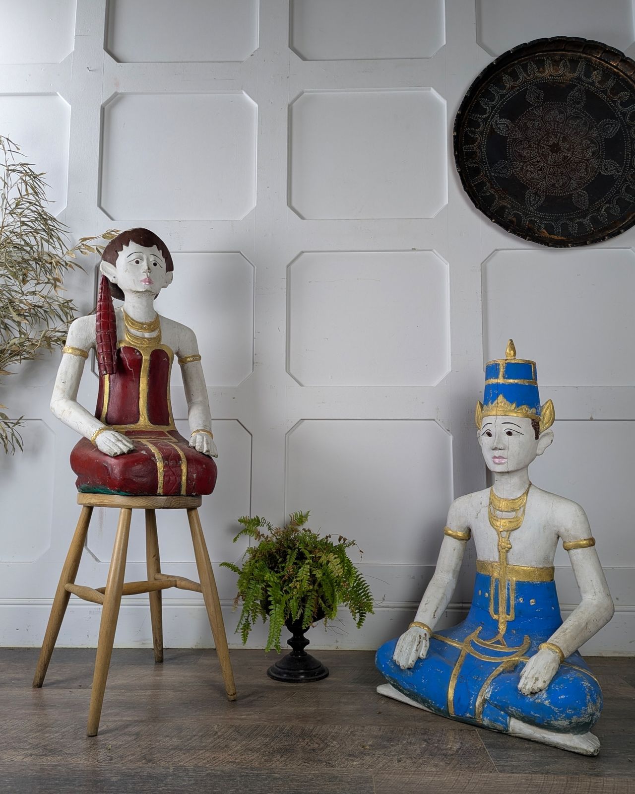 Loro Blonyo Pair (Near Life Size) – Javanese Wooden Statues
