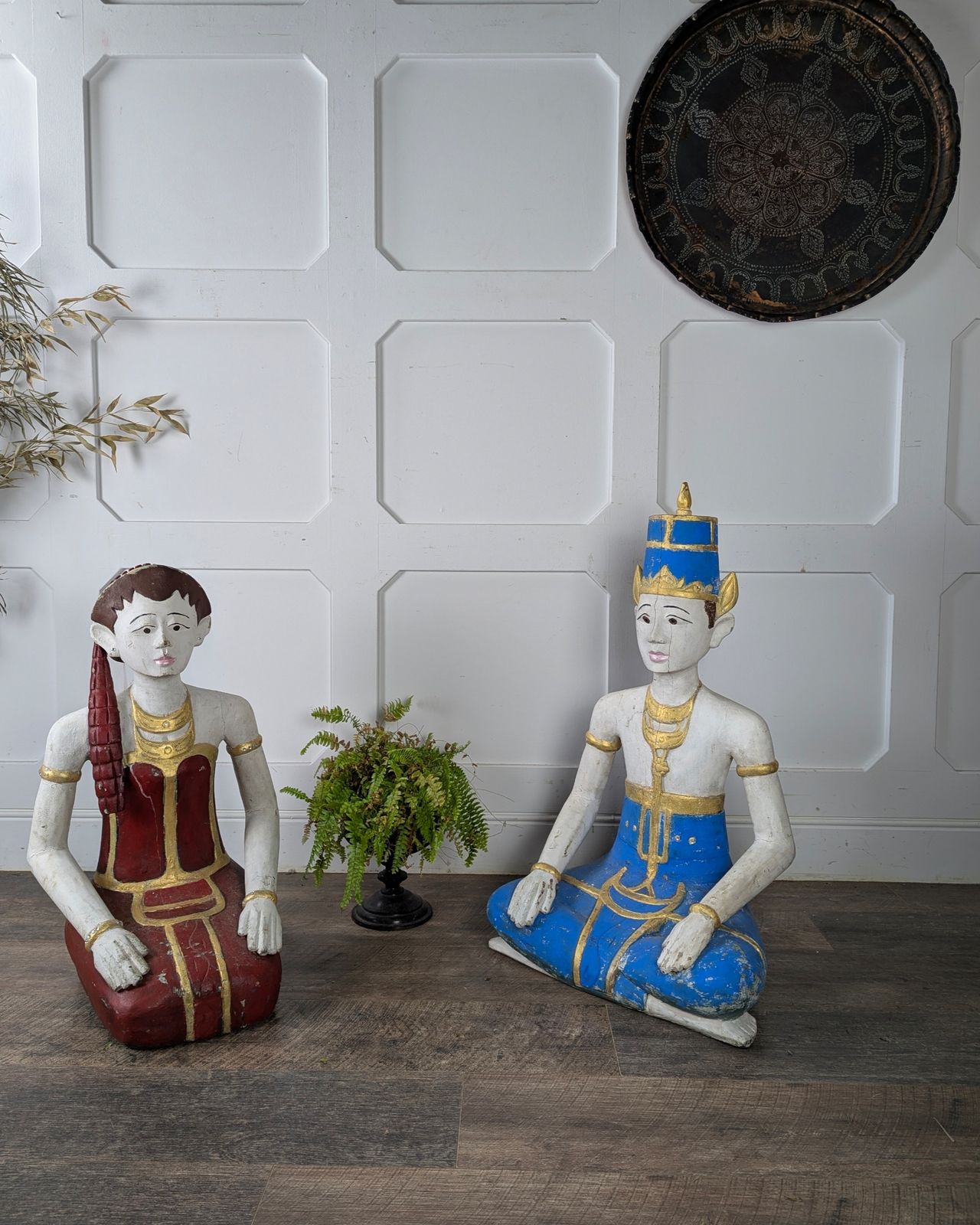 Loro Blonyo Pair (Near Life Size) – Javanese Wooden Statues photo furniture