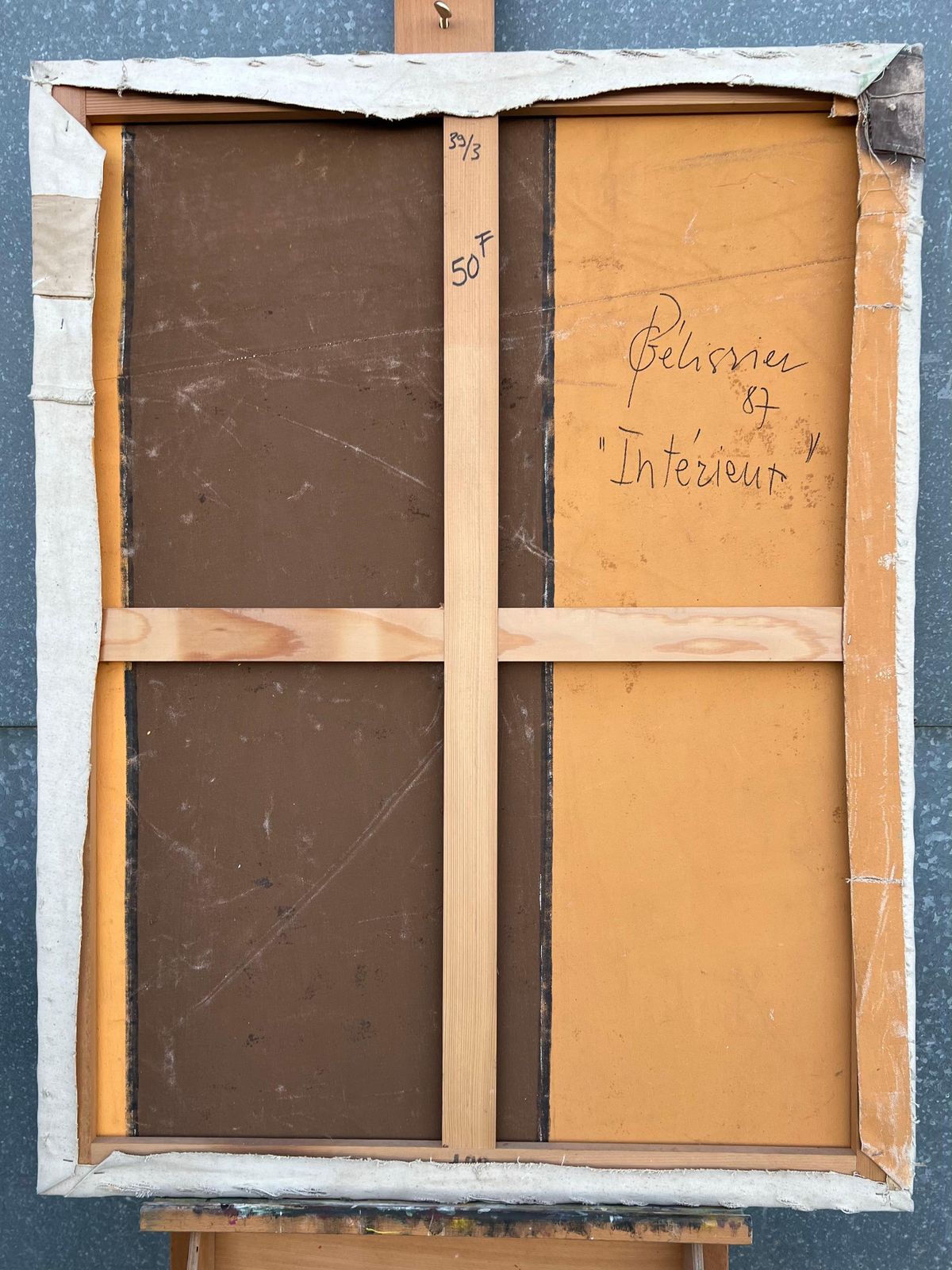 photo furniture Gilbert Pelissier Huge French 20th Century Abstract Layers & Hidden Portrait 1987