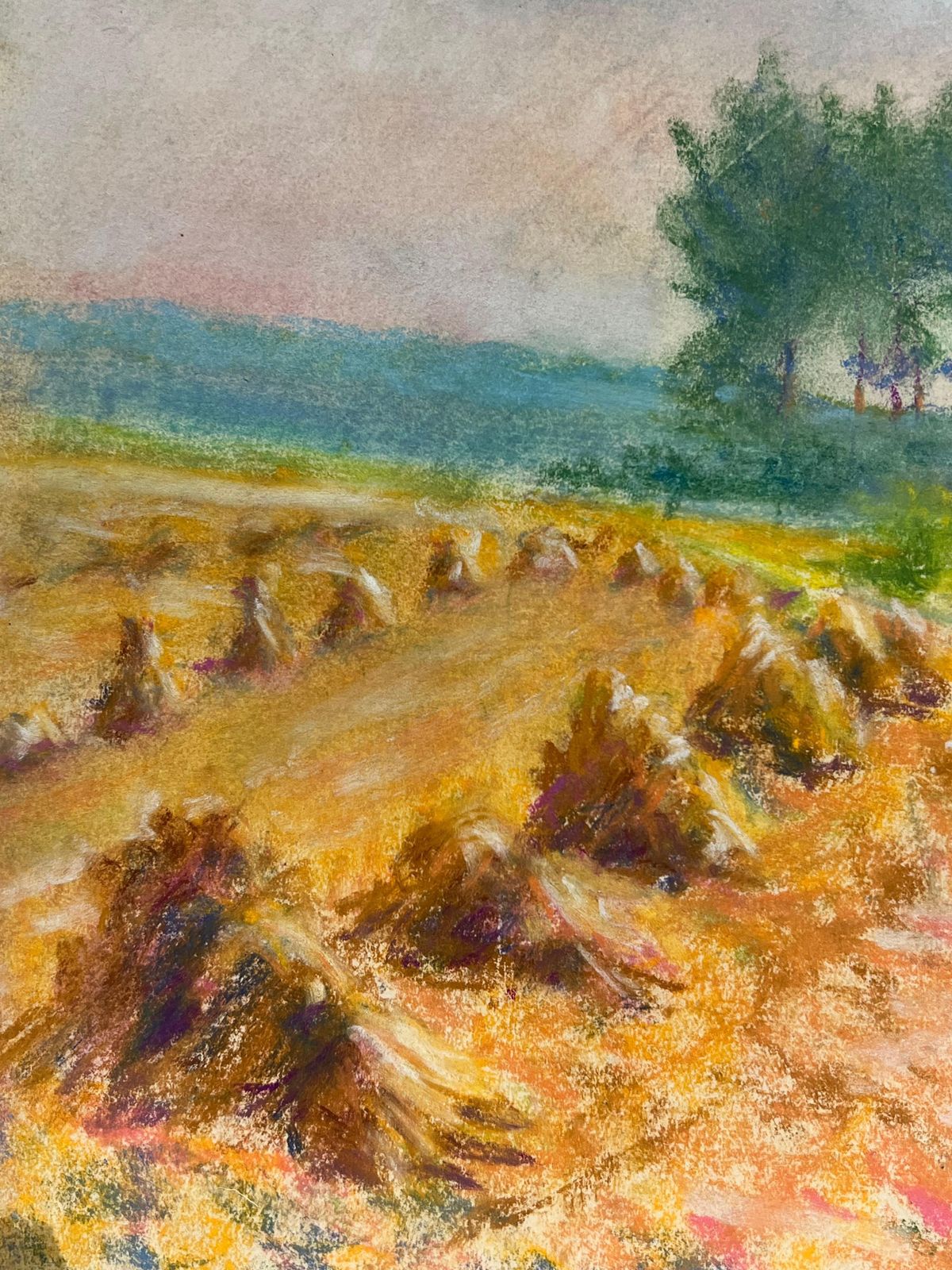 Regine David Golden Harvest Fields Under A Cloudy Sky A Pastel Landscape Of Rural Tranquility 1949 photo vinterior