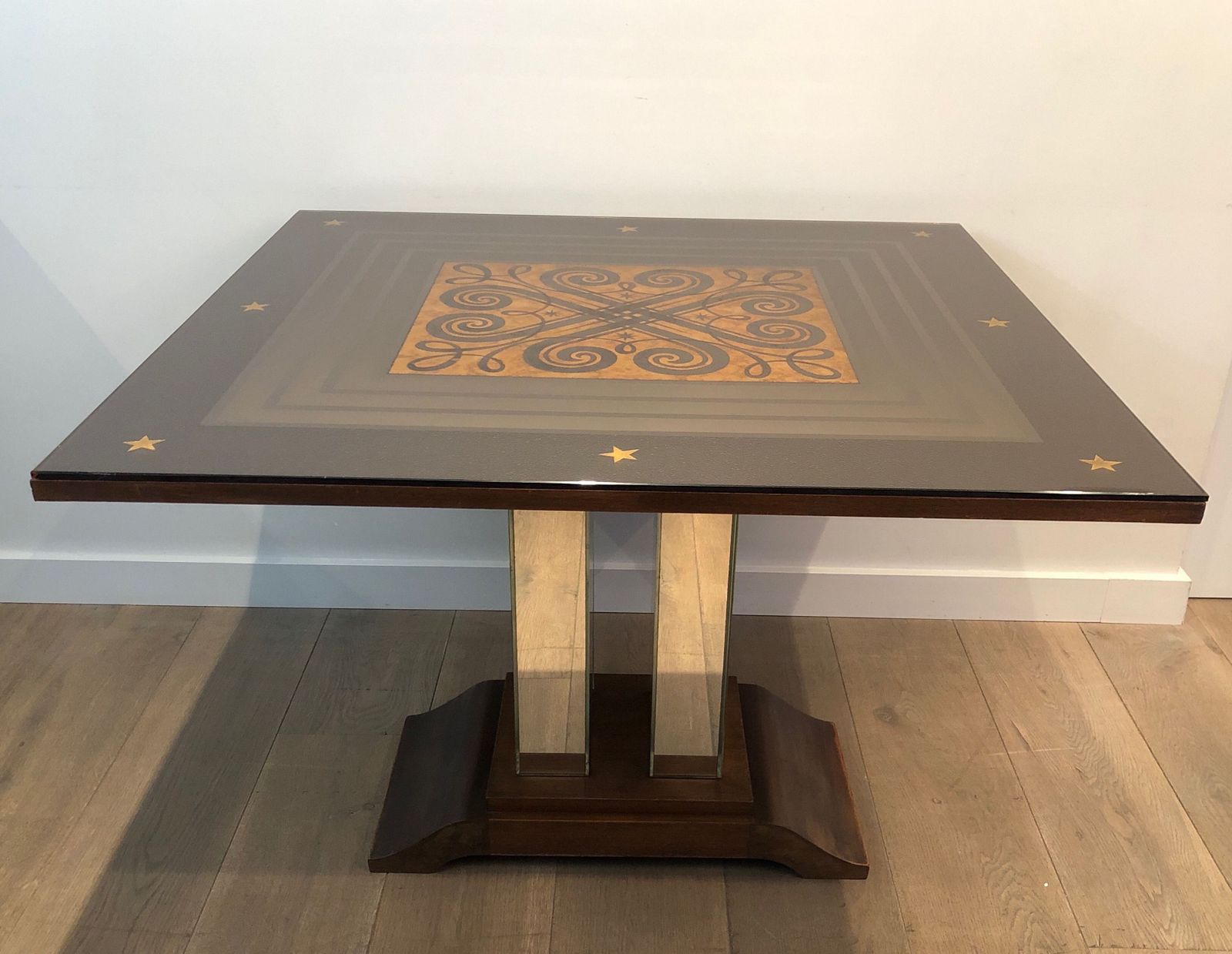 Art Deco Center Table With An églomisé Mirror Top In The Style Of Jules Leleu And Max Ingrand photo Furniture