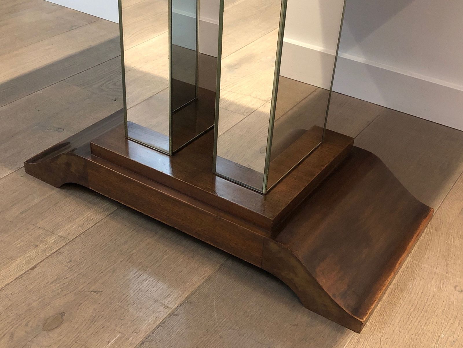 Art Deco Center Table With An églomisé Mirror Top In The Style Of Jules Leleu And Max Ingrand photo vintage
