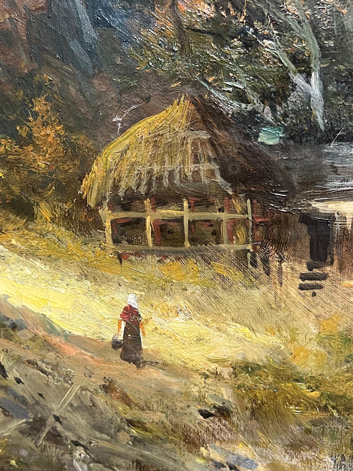 F. E. Jamieson Highland Loch Cottage Majestic Antique Scottish Landscape Oil Painting 1920's photo vintage