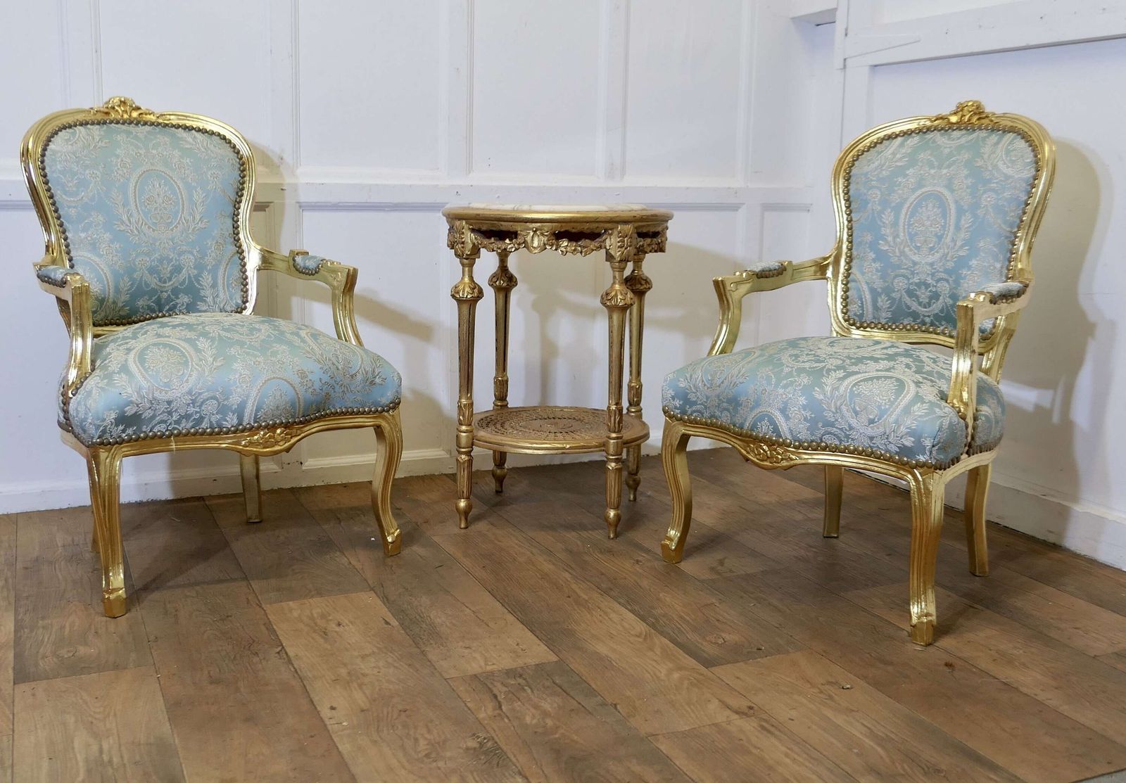 A Superb Pair Of French 19th Century Gilt Salon Chairs photo furniture