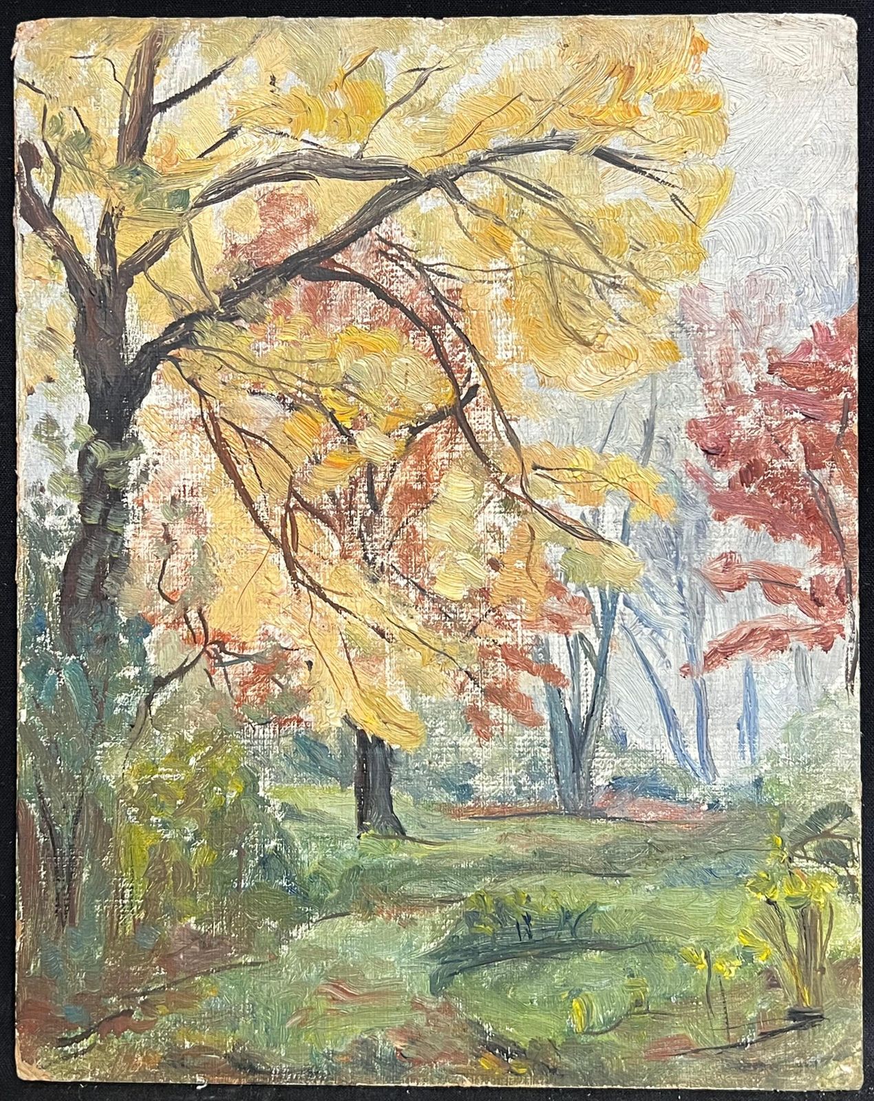 Simone Forge 1930's French Impressionist Vibrant Autumn Landscape With Golden And Red Foliage 19th Century photo furniture