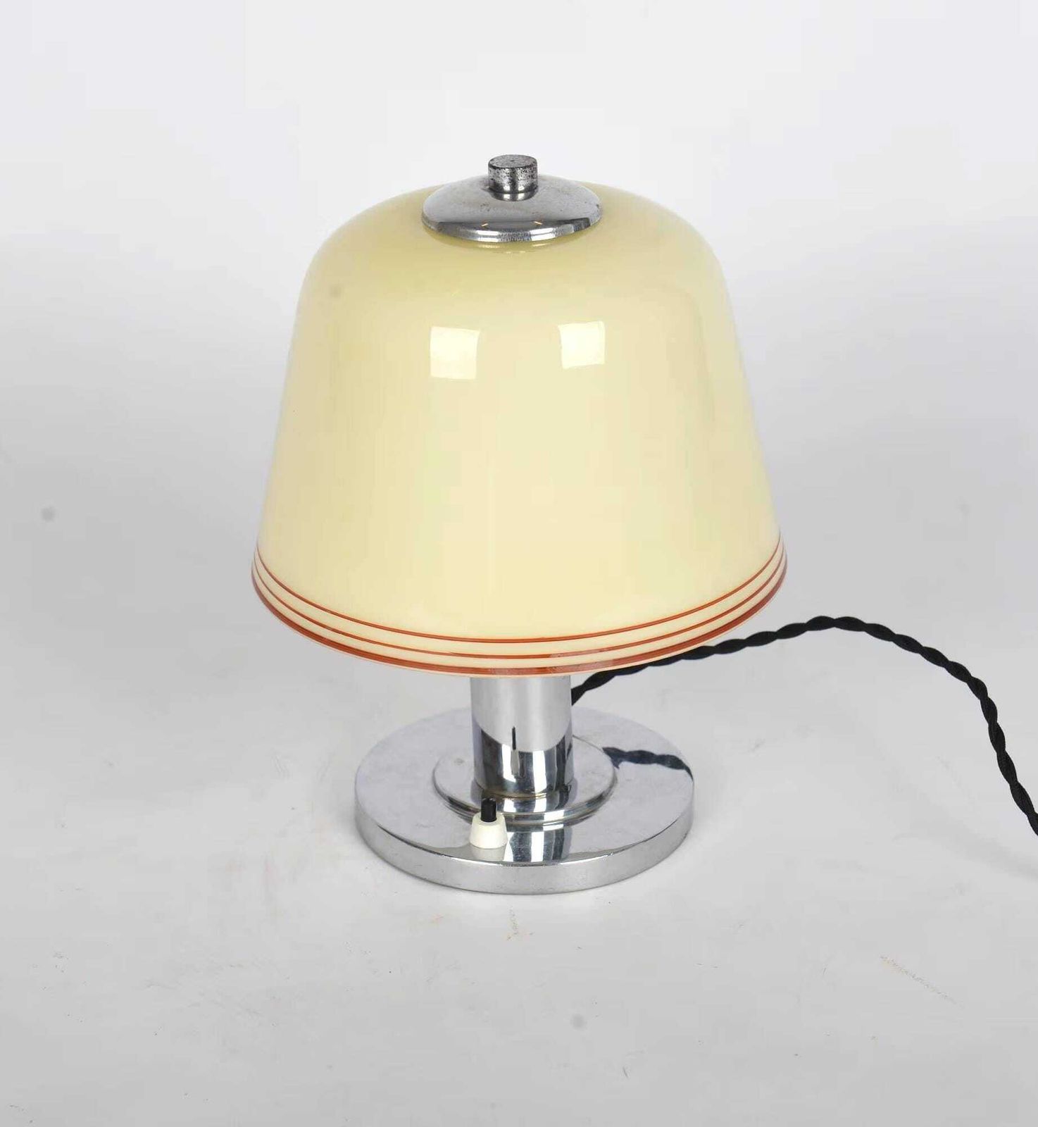 Bauhaus Functionalist Desk Lamp 1930s Chrome Desk Lamp With Opaline Glass, Modernist Lamp, Mid Century Glass Lamp photo furniture