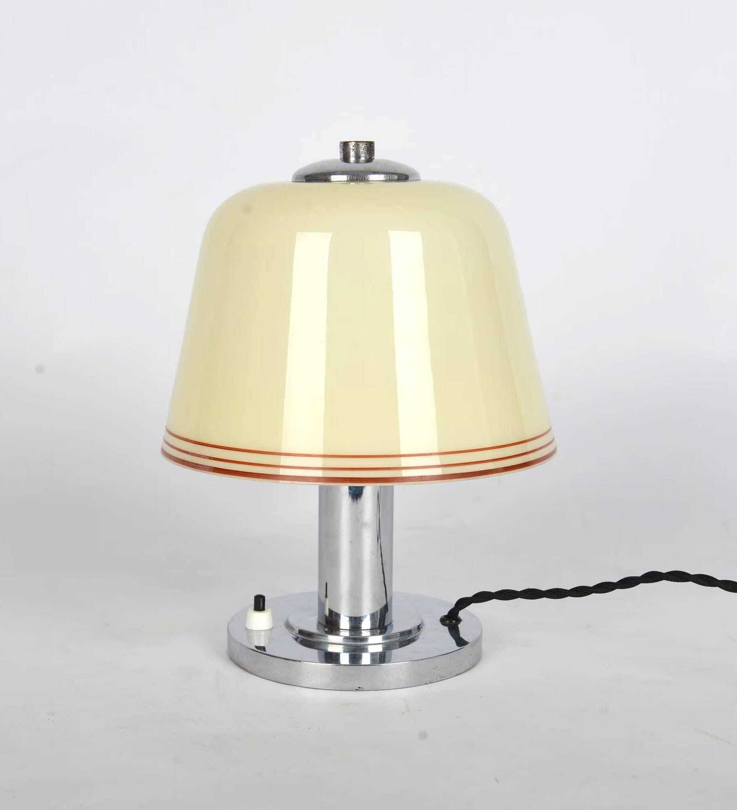 Bauhaus Functionalist Desk Lamp 1930s Chrome Desk Lamp With Opaline Glass, Modernist Lamp, Mid Century Glass Lamp photo for sale