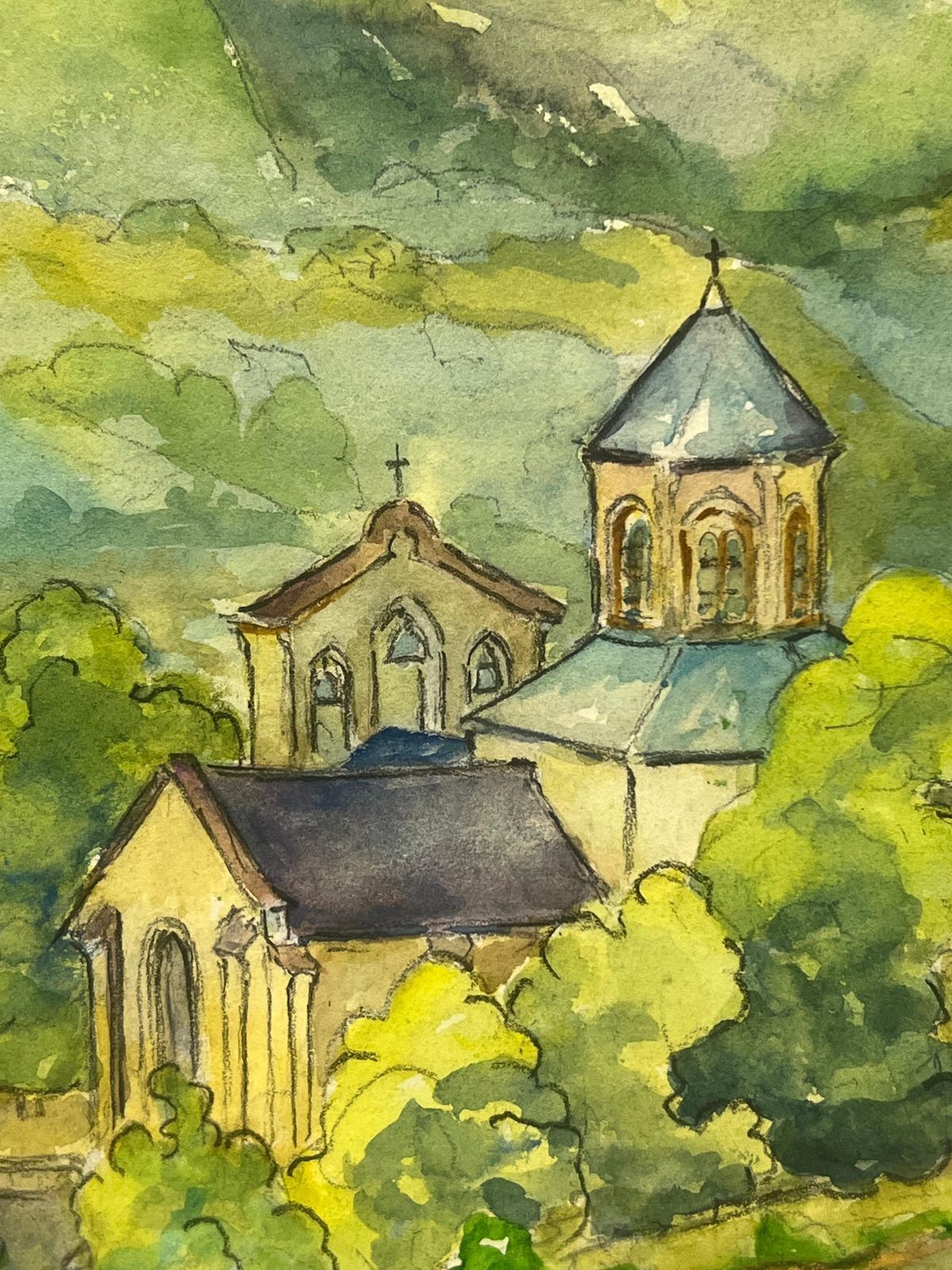 French Countryside With Historic Church Lush Green Landscape Abbey Of Aubazine photo for sale