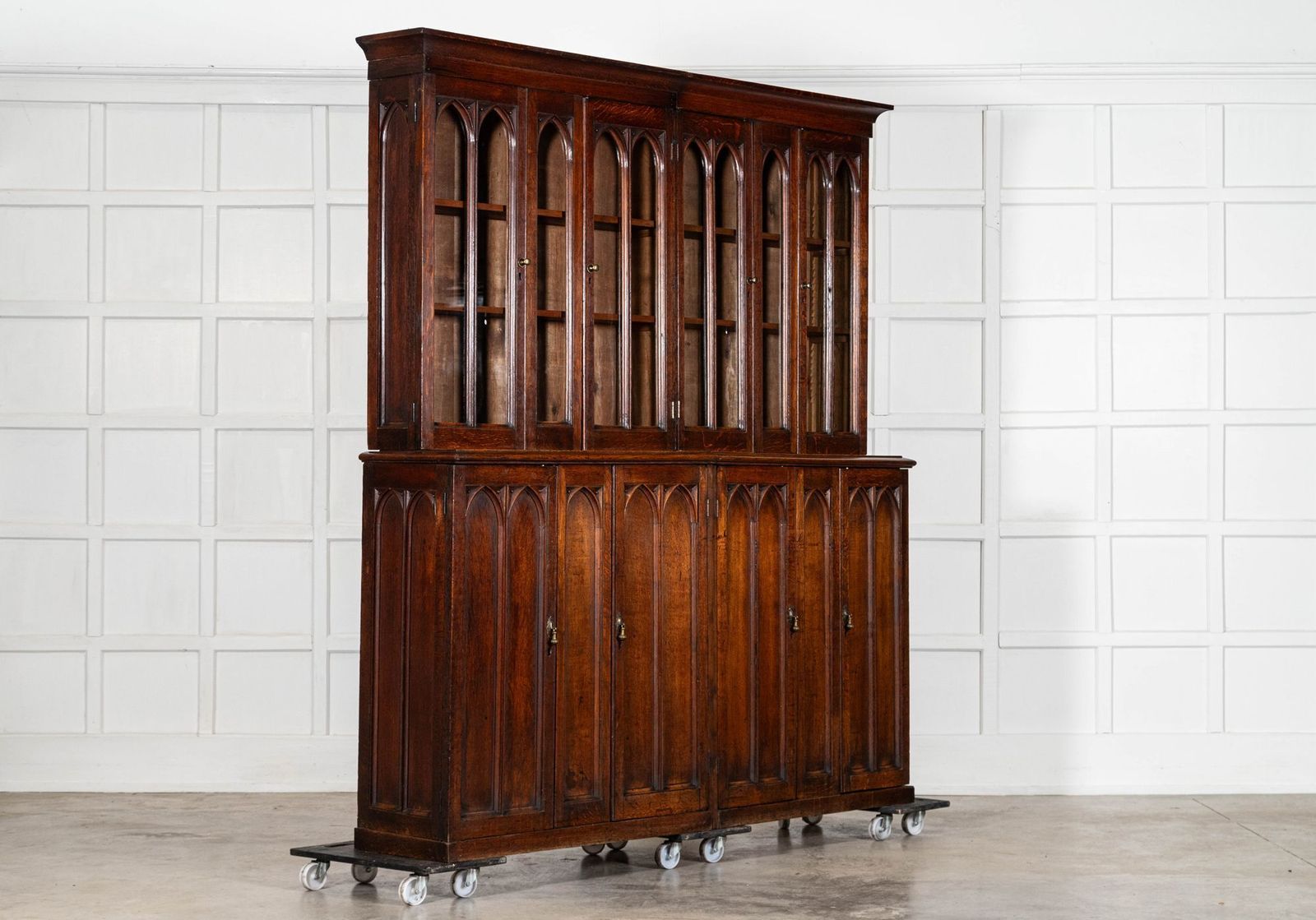 Large 19thc Oak Glazed Library Bookcase photo Furniture