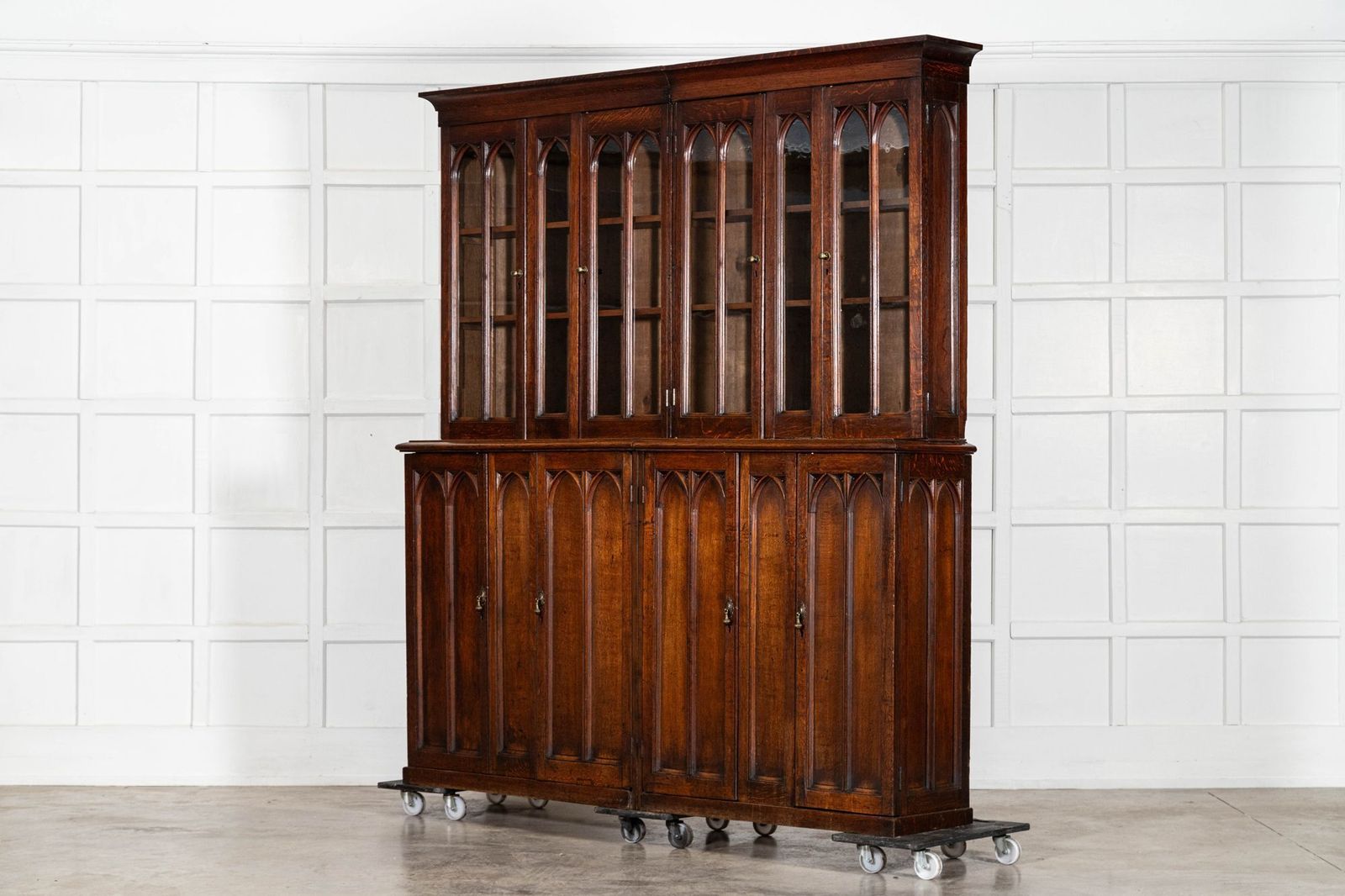 Large 19thc Oak Glazed Library Bookcase photo vinterior