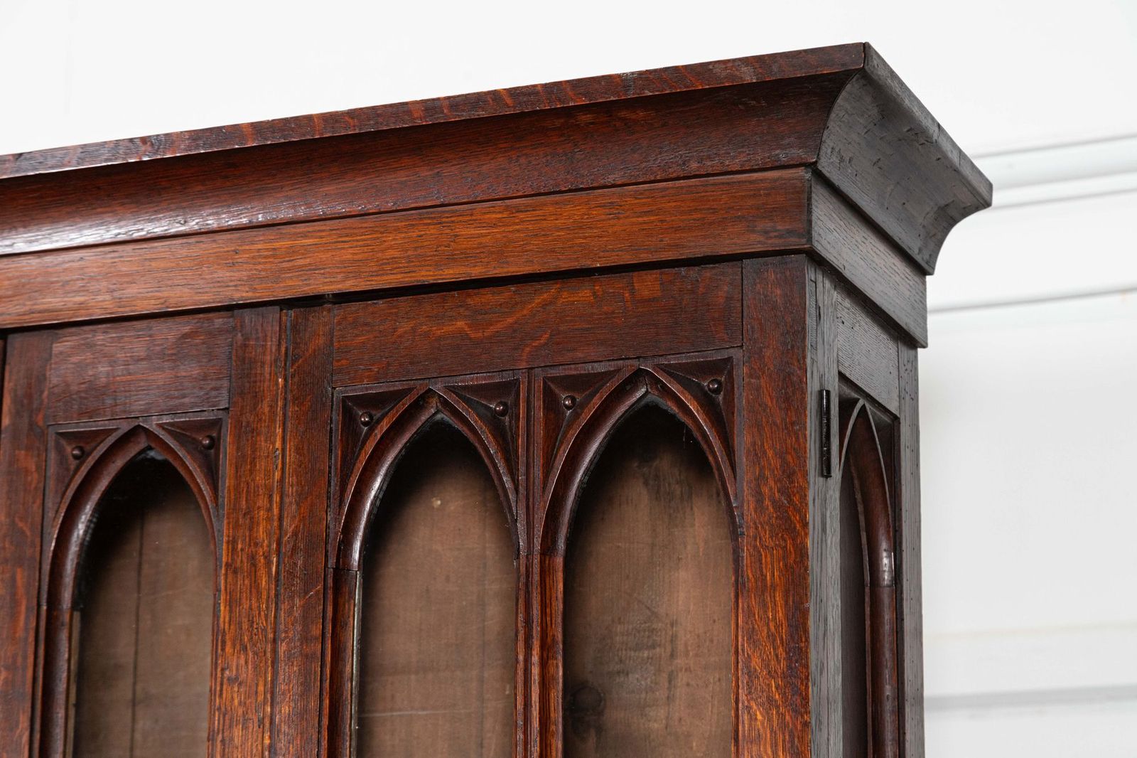 Furniture Large 19thc Oak Glazed Library Bookcase photo