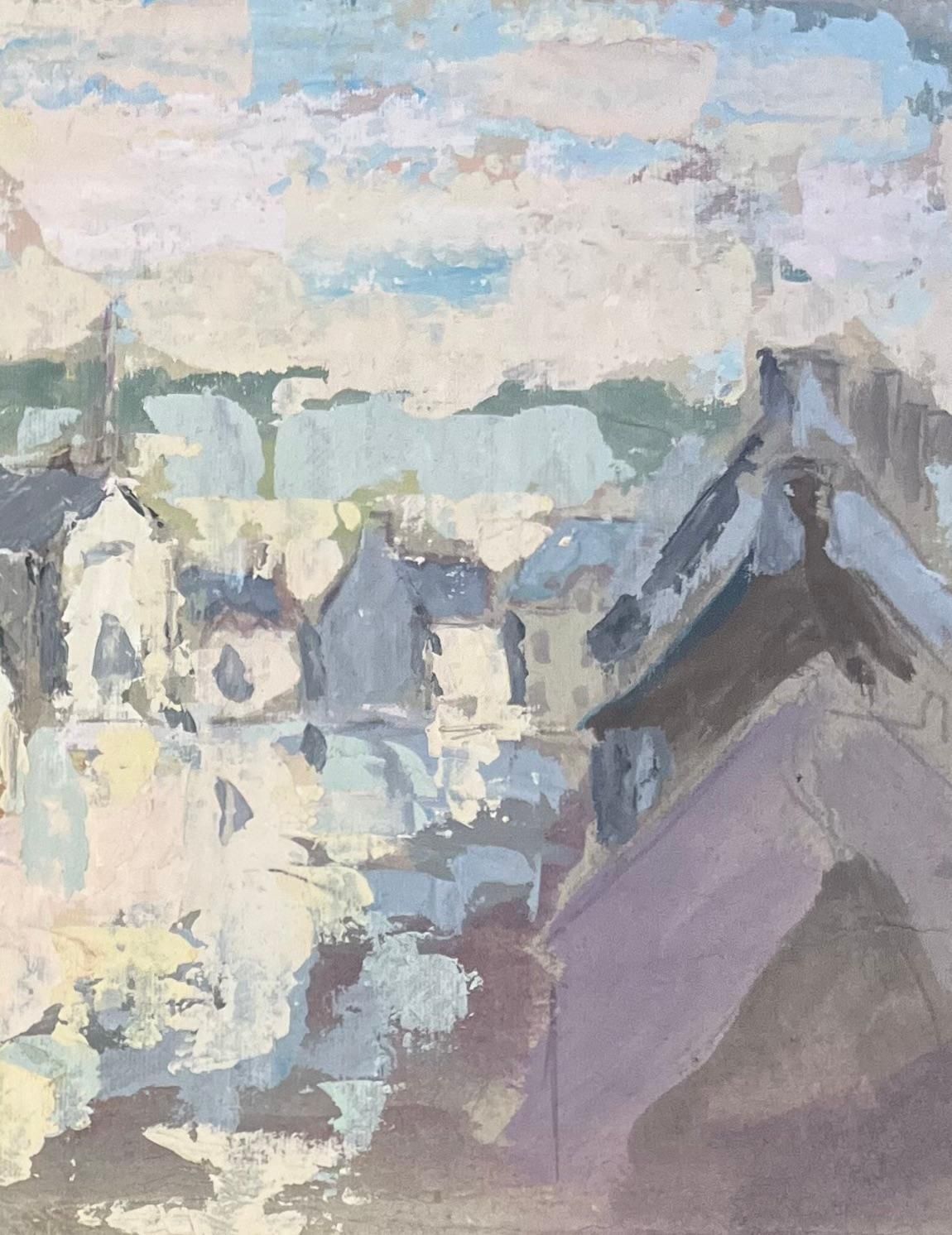 French Impressionist Oil Painting Of Village Of Shadows In Pastel Light photo 530.0