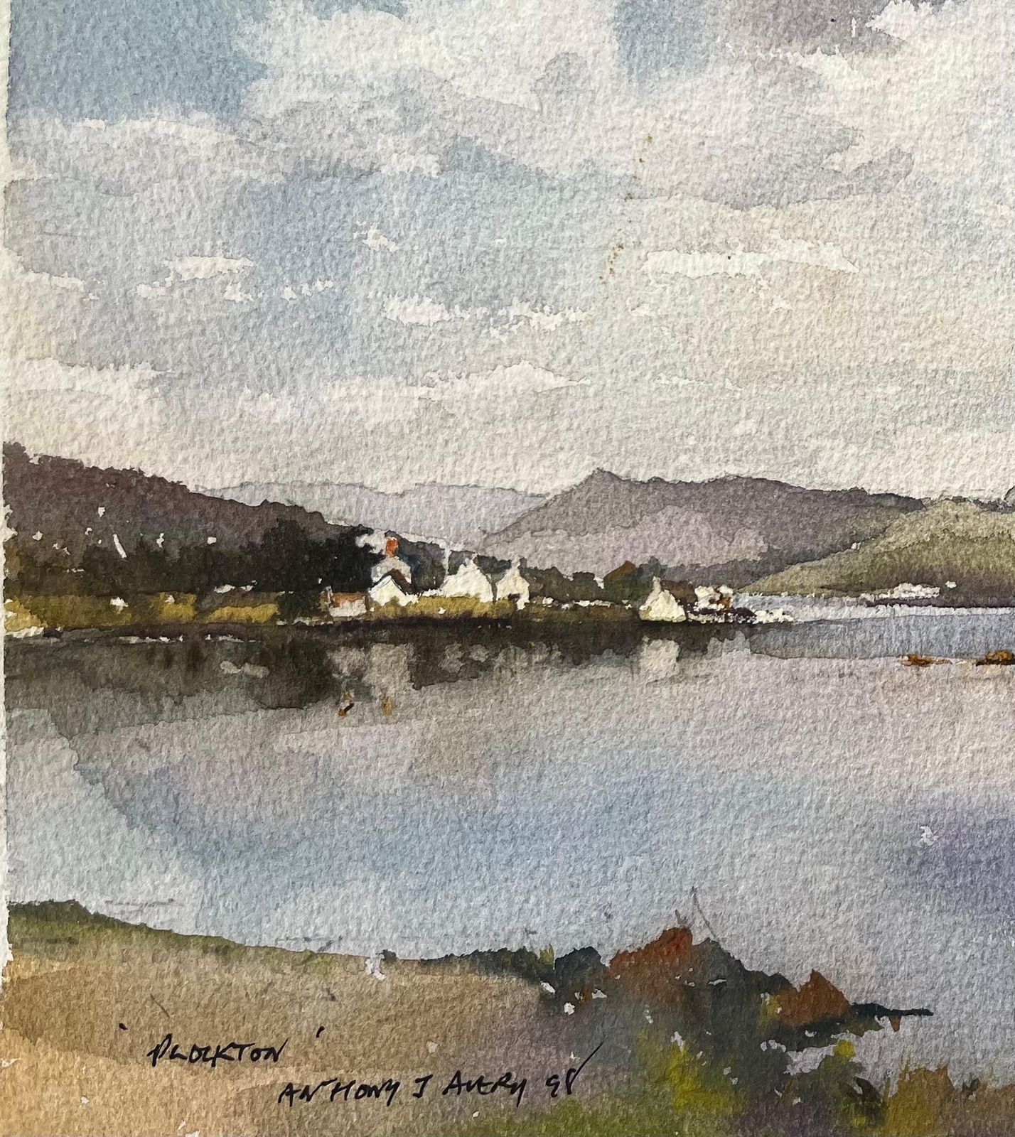 Anthony Avery British Impressionist Watercolor Of Plockton Reflections, Scottish Highlands 1998 photo for sale