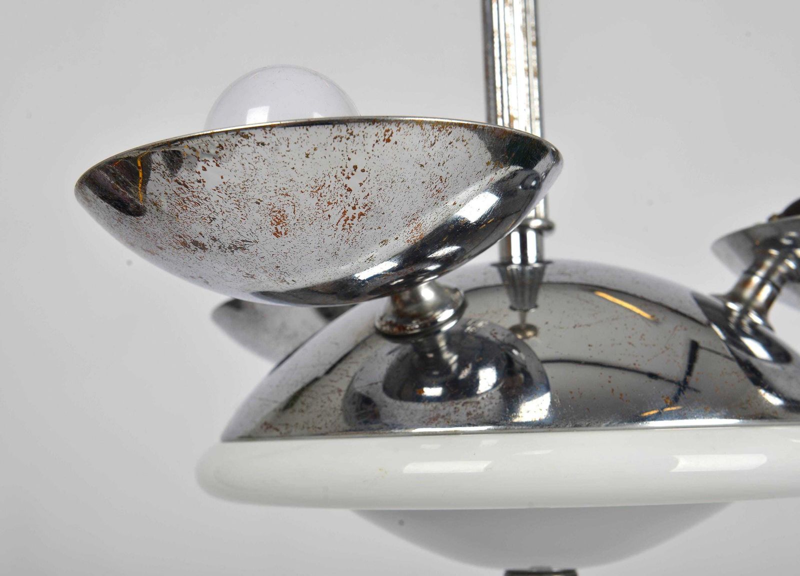 Art Deco Chandelier 1930s Modernist Lighting Bauhaus Pendant Light Vintage Chandelier Vintage Ceiling Light Opaline Shade Bauhaus Chandelier photo Lighting