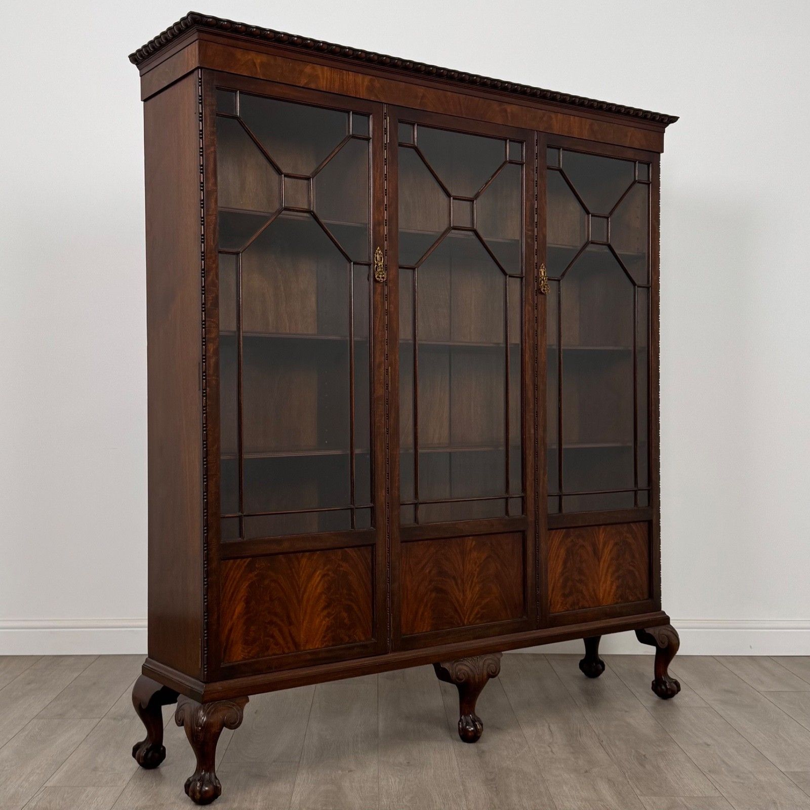 photo for sale Antique 20th Century Large Glazed Display Cabinet In Mahogany