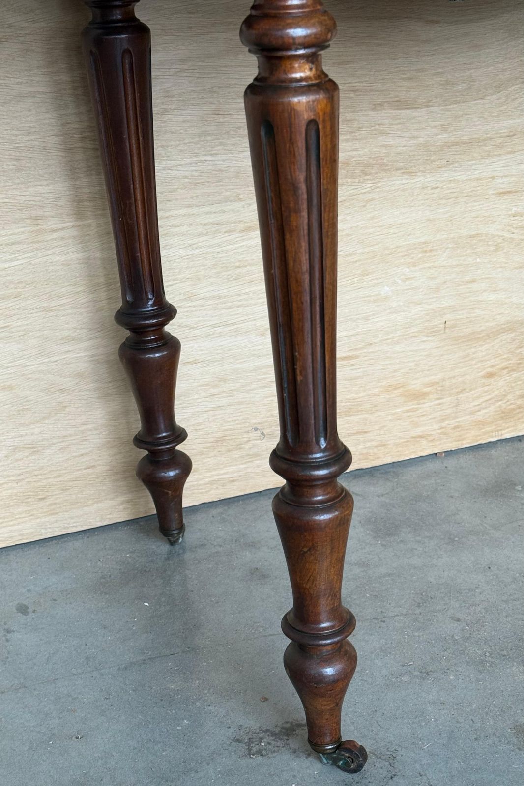 2019.0 Victorian Wood Drop Leaf Side Table With Turned Legs And Wheels. 2 Available photo