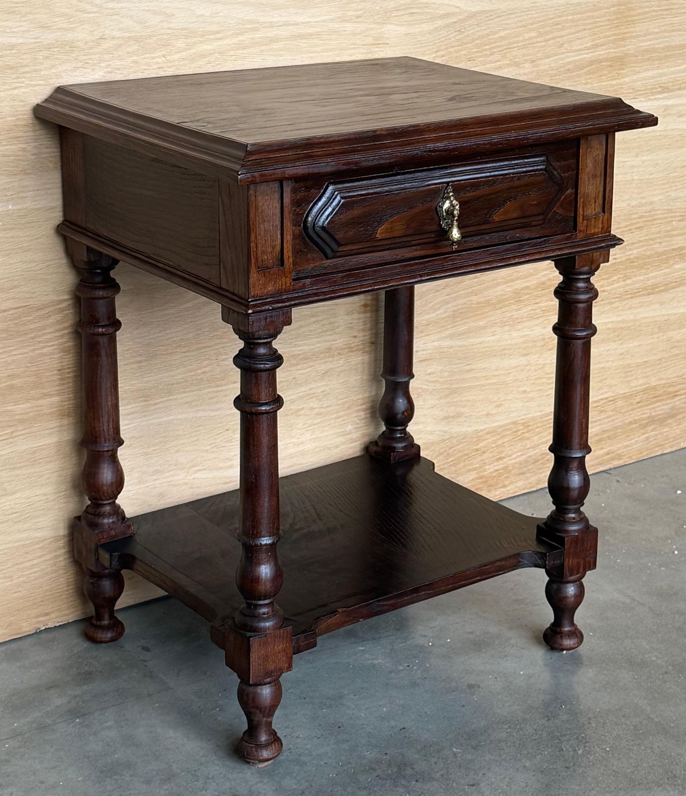 Pair Of Spanish Nightstands With One Drawer And Low Shelve photo Furniture