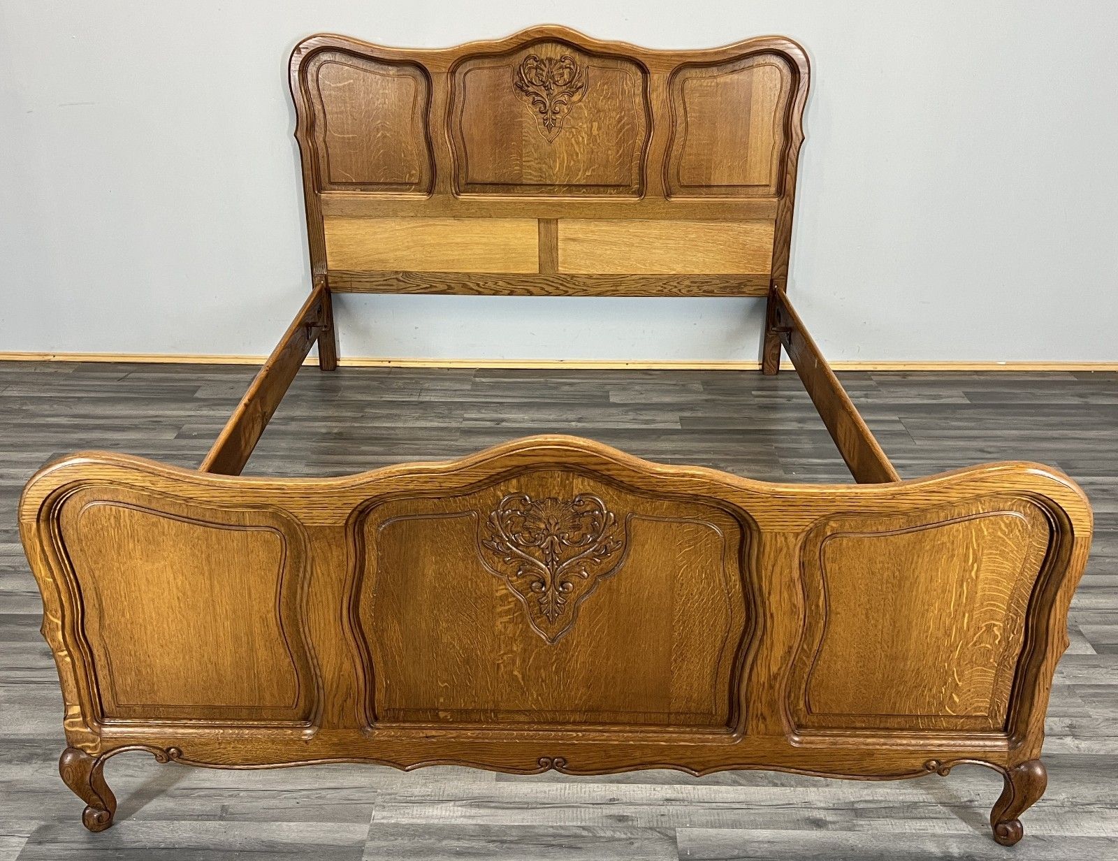 Bed Vintage French Louis XVI Double Bed Frame Oak Carved Headboard Lot 4617